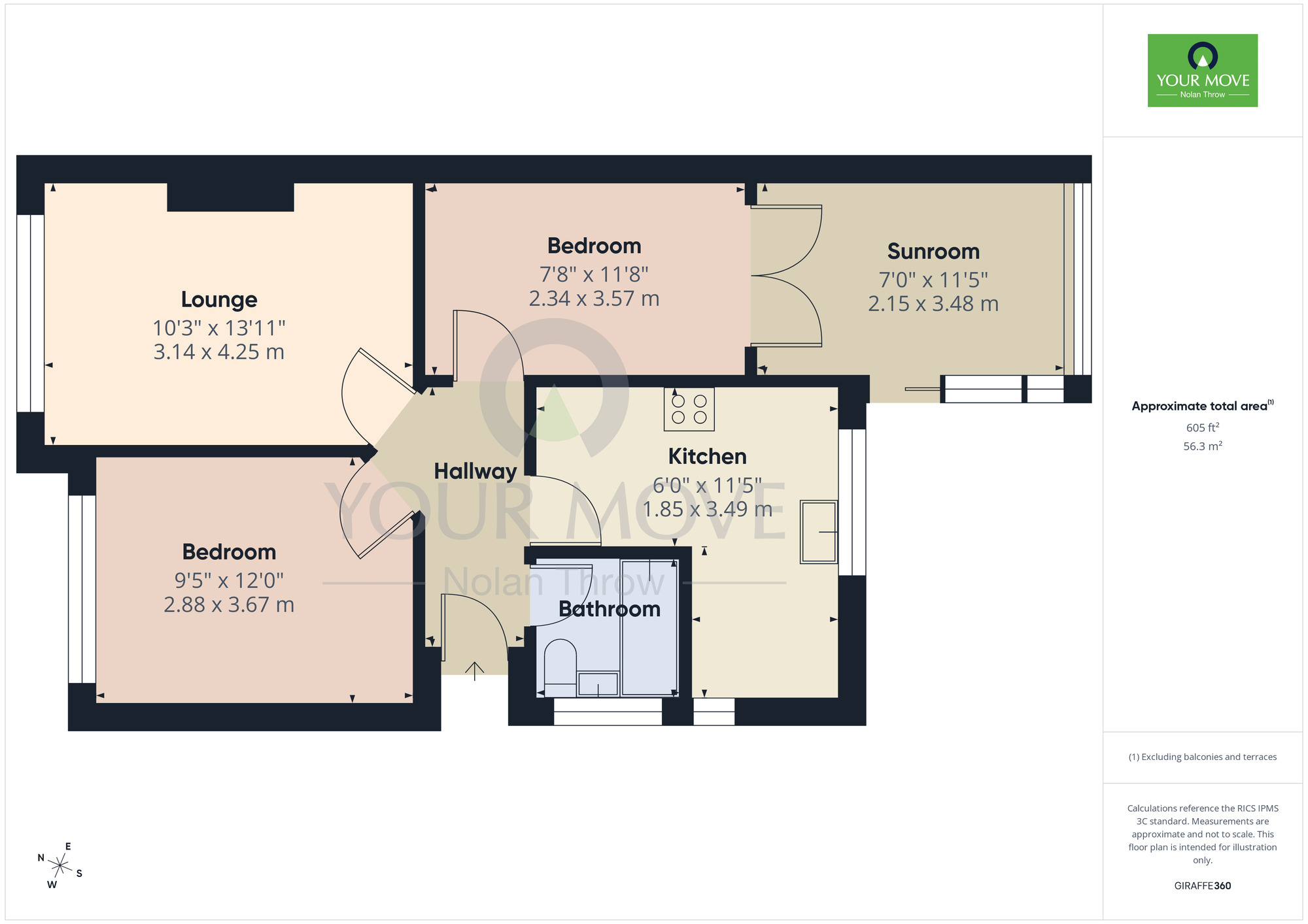 Floorplan of 2 bedroom Semi Detached Bungalow for sale, Mendip Road, Duston, Northampton, NN5