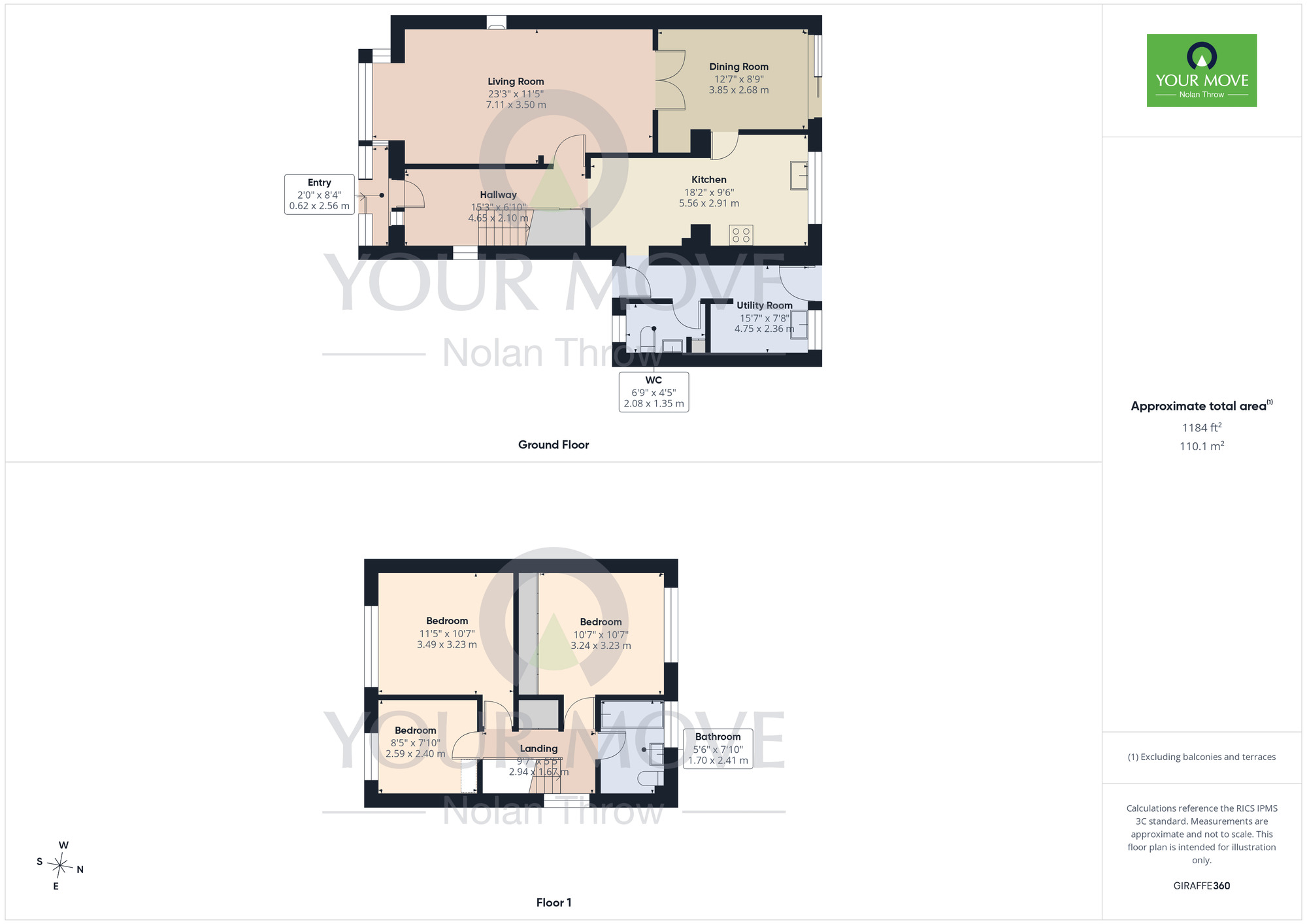 Floorplan of 3 bedroom Detached House for sale, Aston Rise, Duston, Northamptonshire, NN5