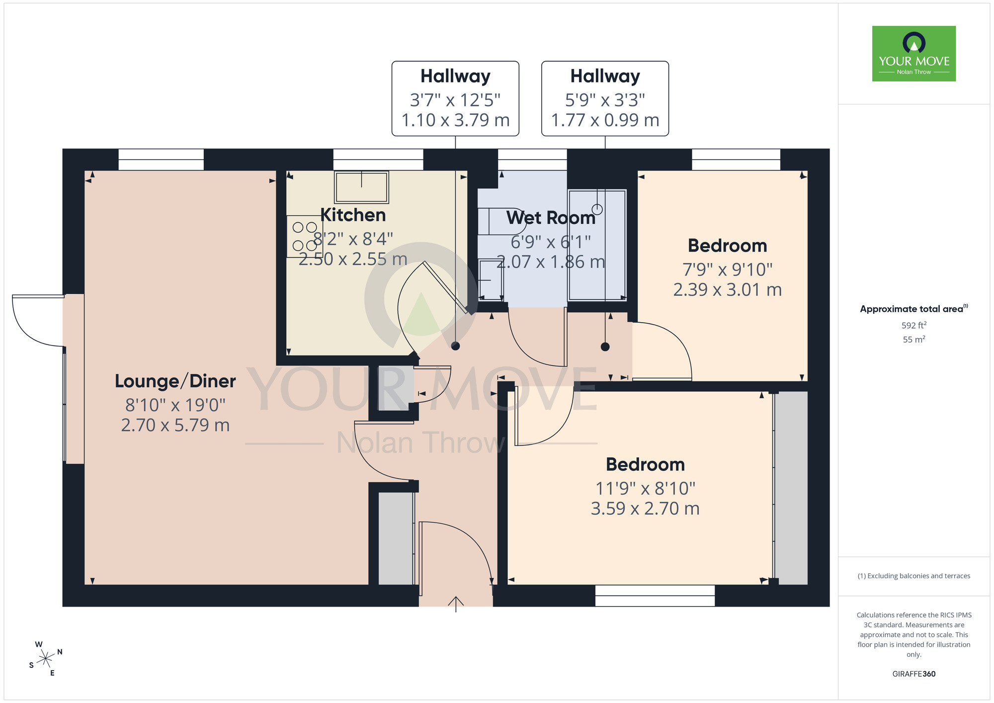 Floorplan of 2 bedroom Mid Terrace Bungalow for sale, Pond Farm Close, Duston, Northamptonshire, NN5
