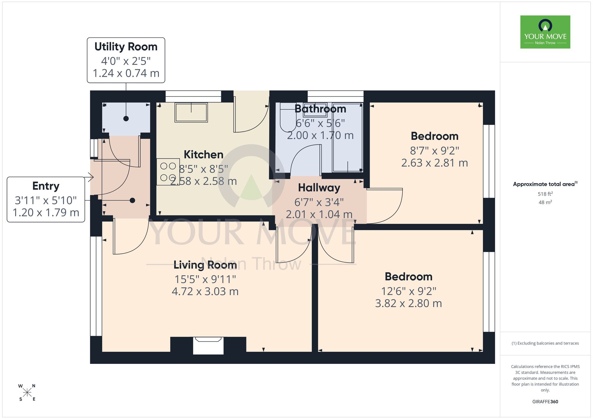 Floorplan of 2 bedroom Semi Detached Bungalow for sale, Oakleigh Drive, Duston, Northamptonshire, NN5