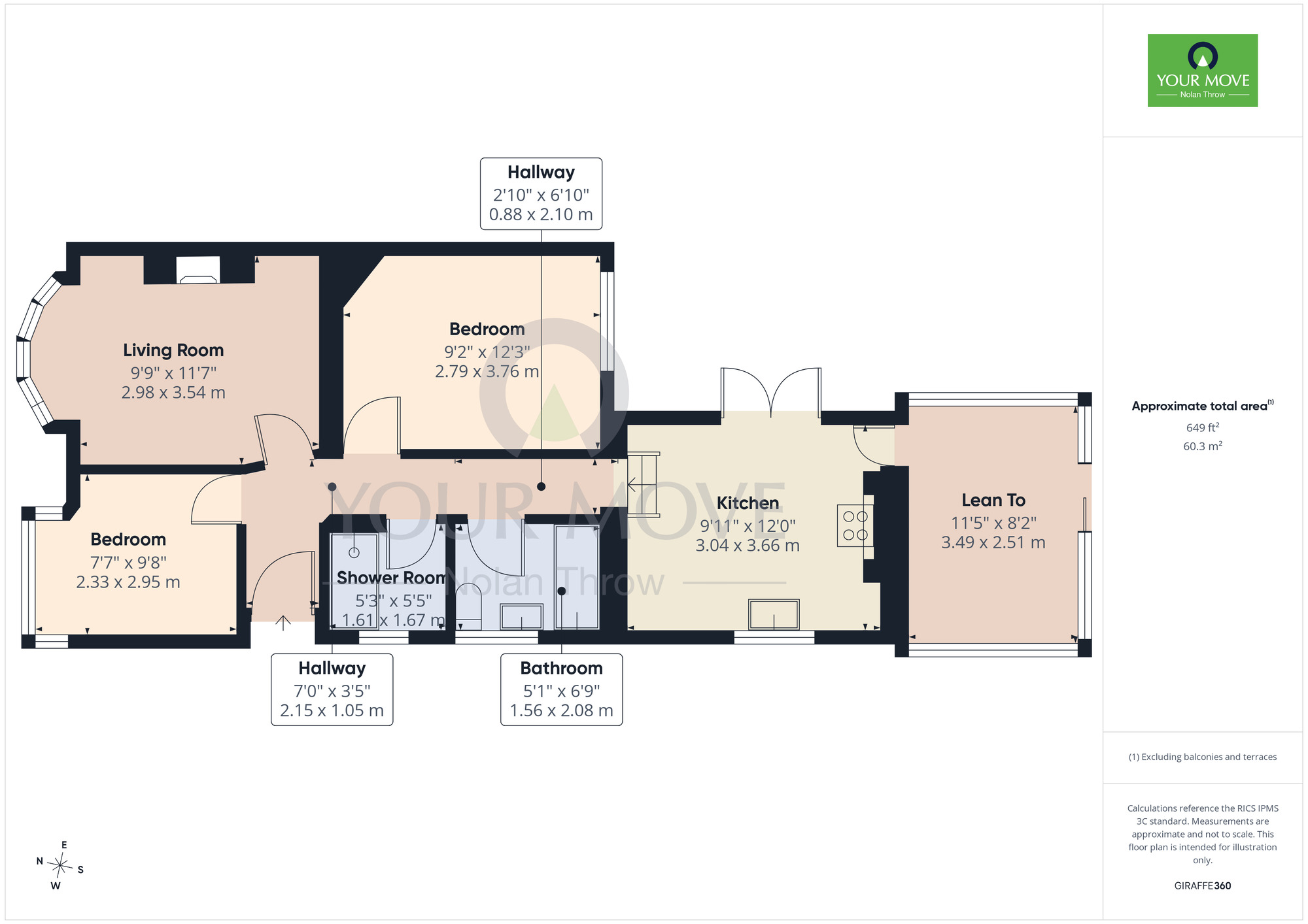 Floorplan of 2 bedroom Semi Detached Bungalow for sale, Malcolm Drive, Northampton, Northamptonshire, NN5