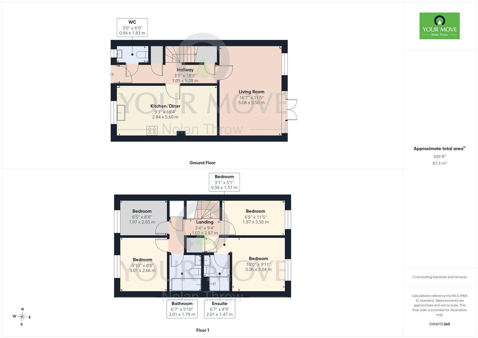 Floorplan of 4 bedroom Semi Detached House for sale, Sulgrave Way, Wellingborough, Northamptonshire, NN8