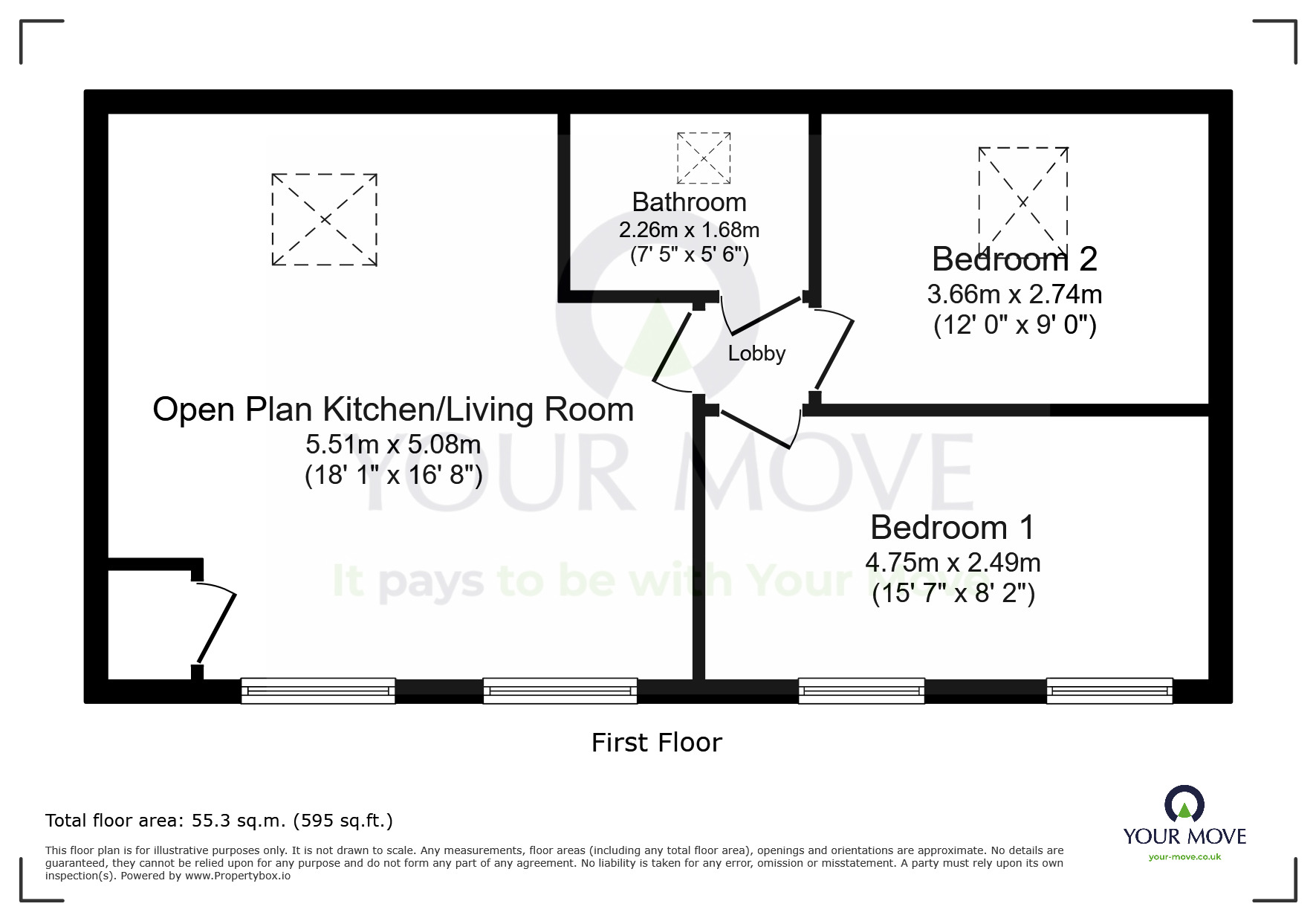 Floorplan of 2 bedroom Flat to rent, Weavers Close, Eastbourne, East Sussex, BN21