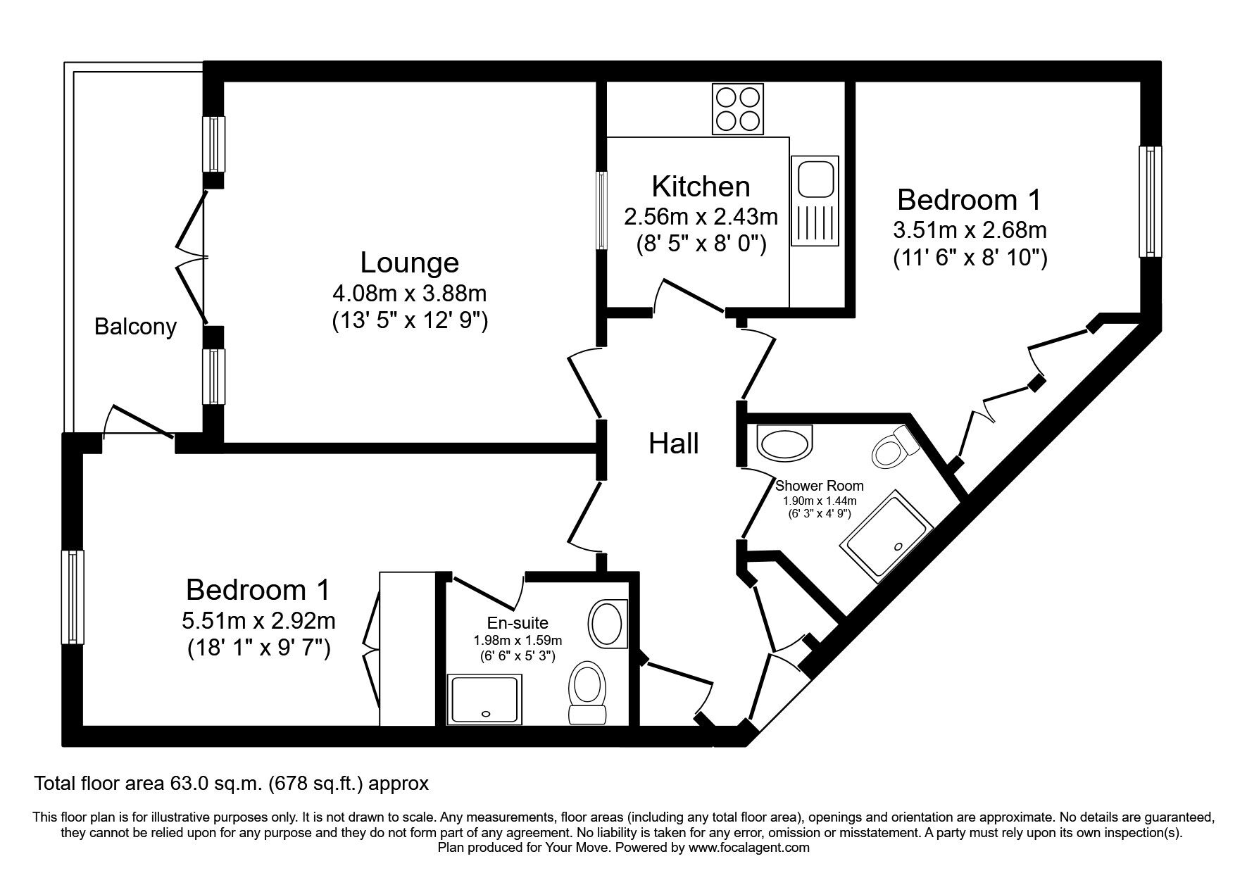 Floorplan of 2 bedroom  Flat for sale, Dominica Court, Eastbourne, East Sussex, BN23