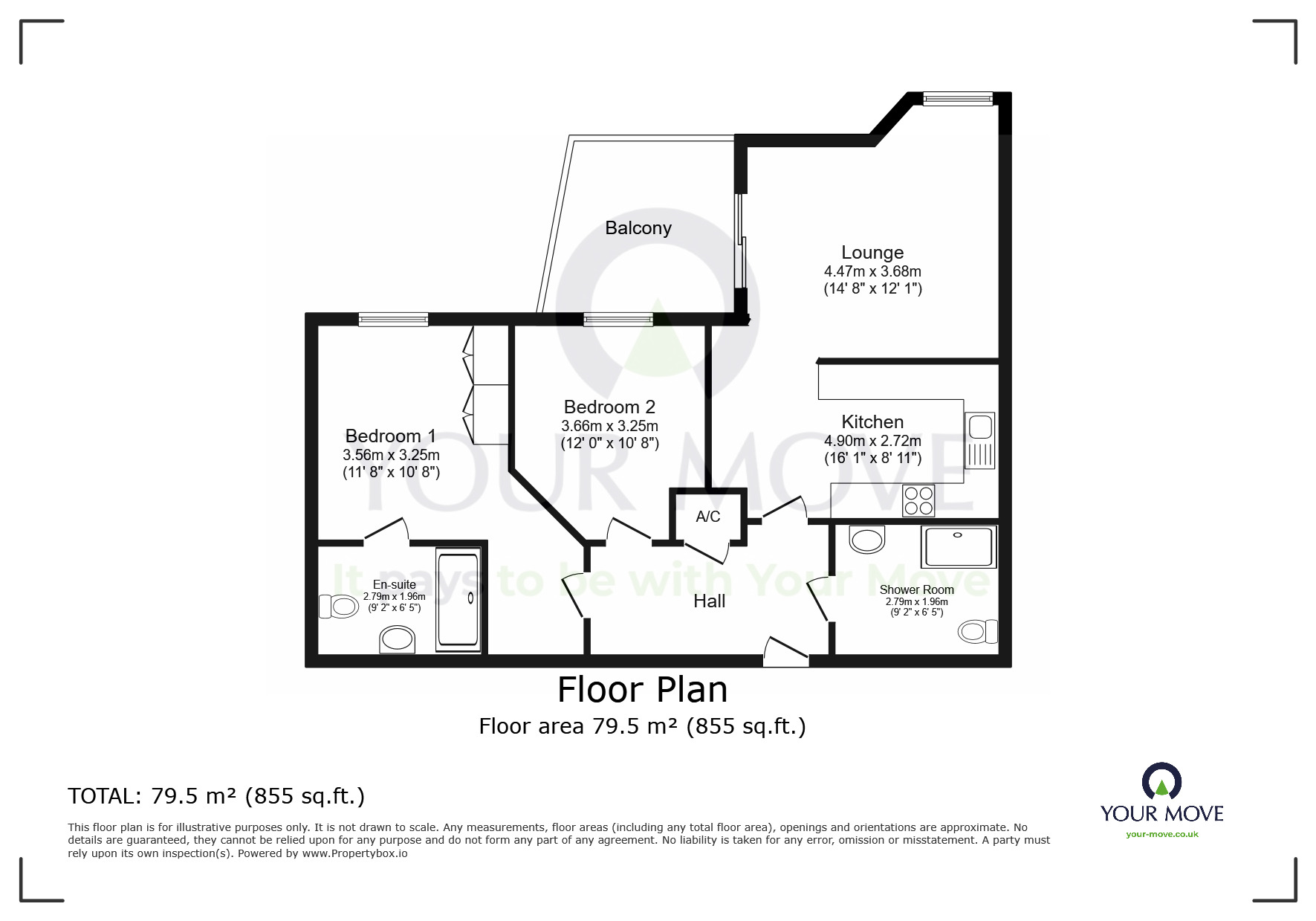 Floorplan of 2 bedroom  Flat to rent, Caroline Way, Eastbourne, East Sussex, BN23
