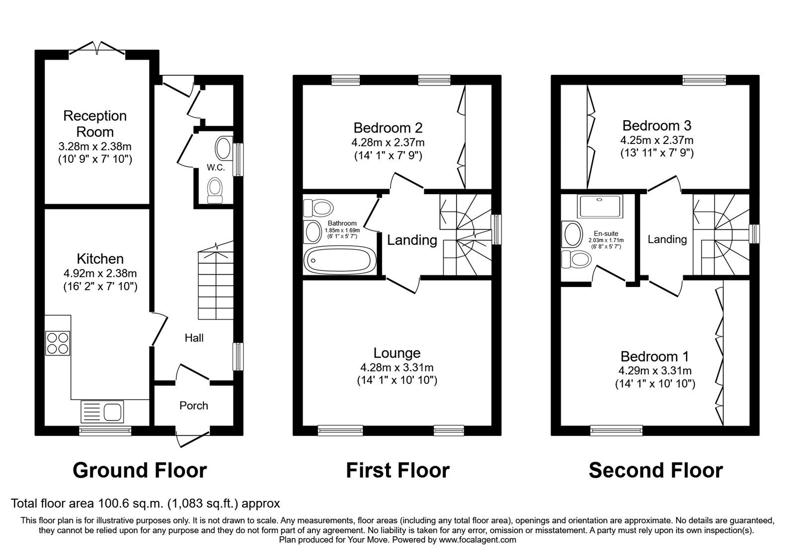 Floorplan of 3 bedroom End Terrace House for sale, Cabot Close, Eastbourne, East Sussex, BN23