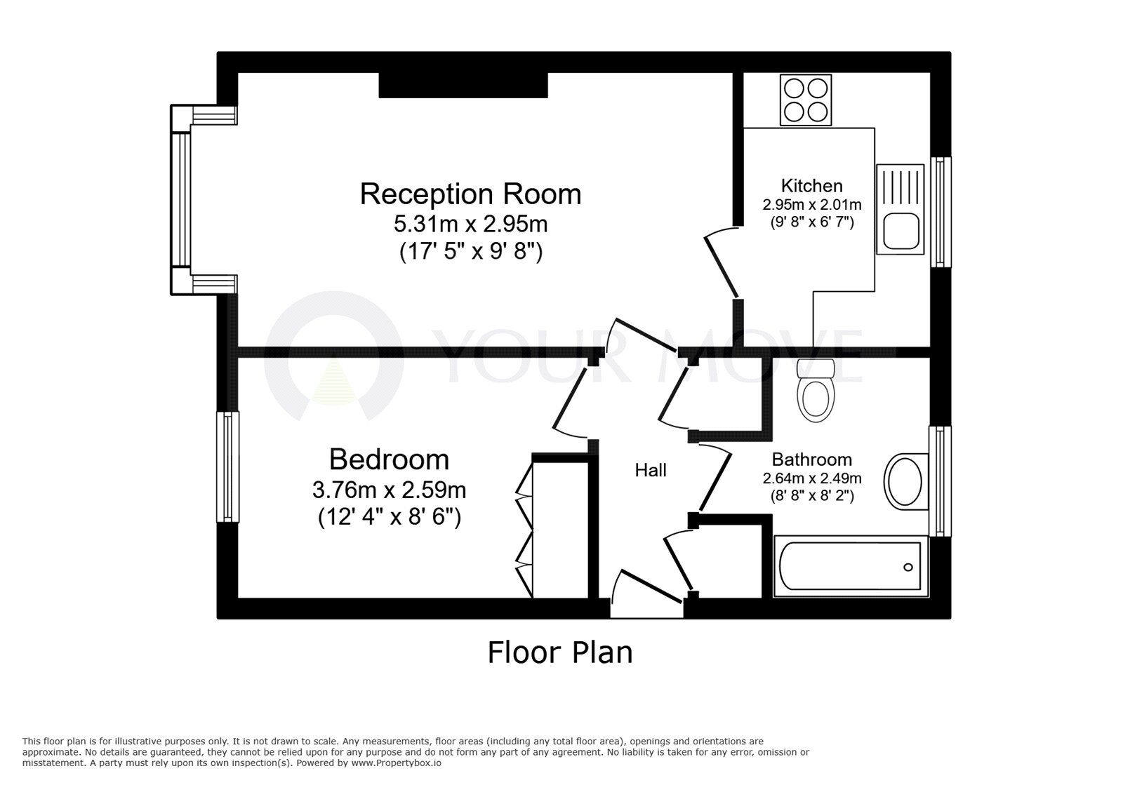 Floorplan of 1 bedroom  Flat for sale, Falmouth Close, Eastbourne, East Sussex, BN23