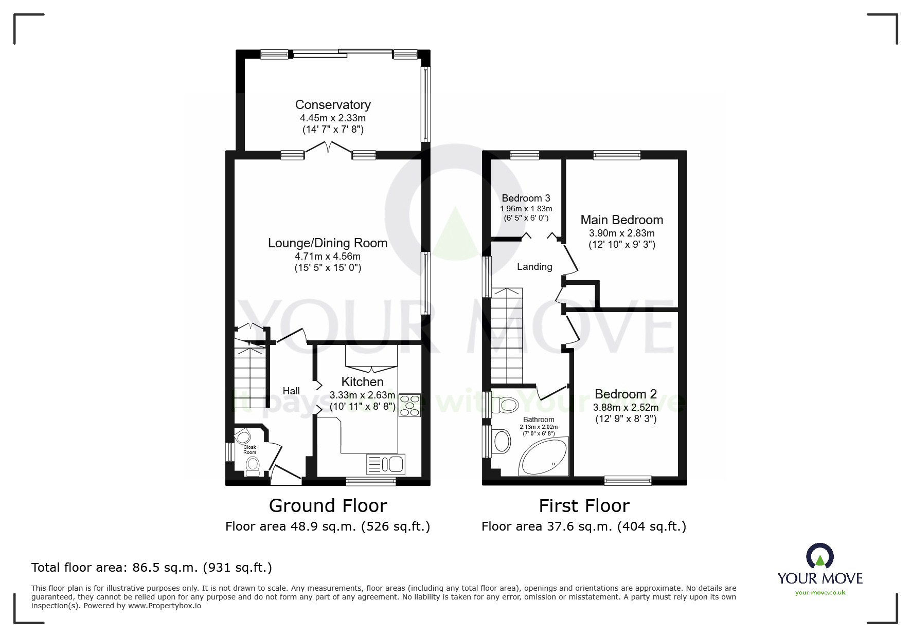 Floorplan of 3 bedroom Detached House for sale, Wade Close, Eastbourne, East Sussex, BN23