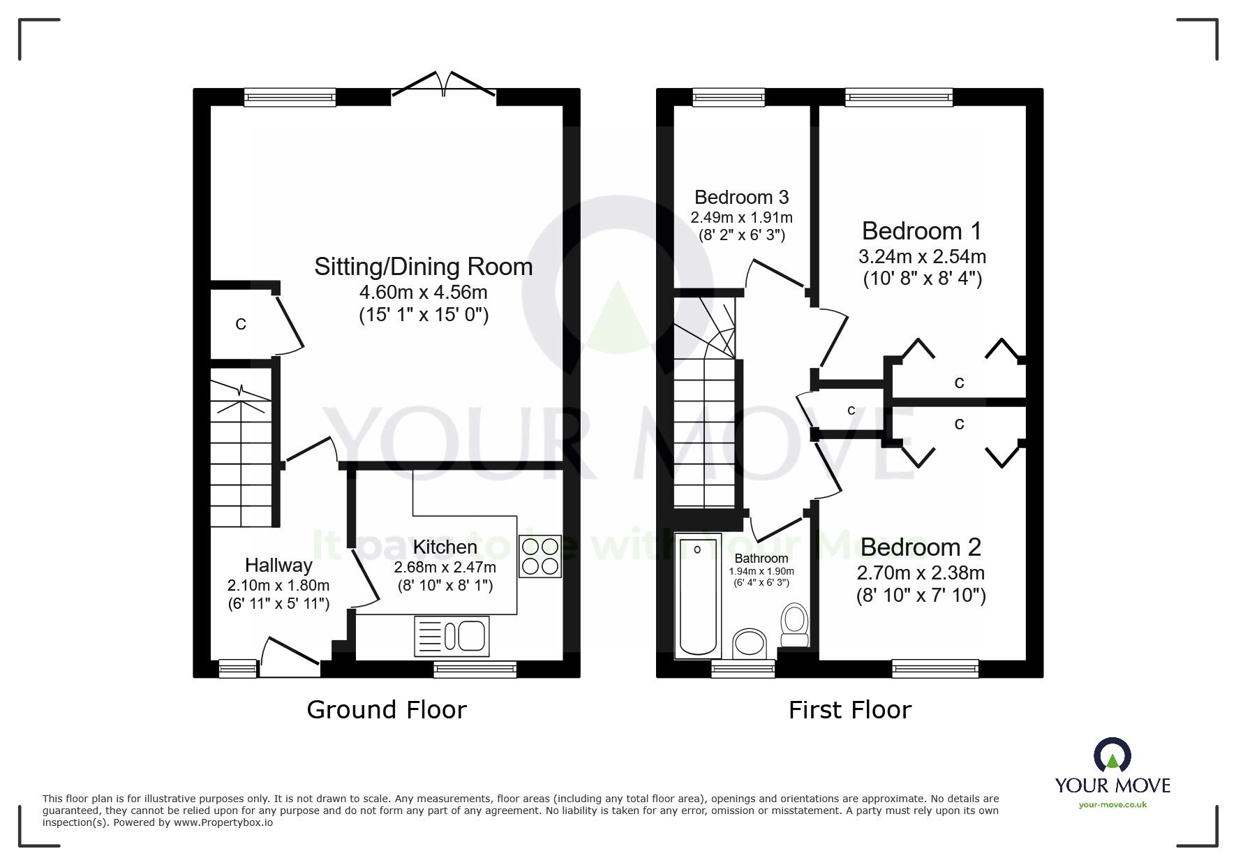 Floorplan of 3 bedroom Semi Detached House for sale, Piltdown Way, East Sussex, BN23