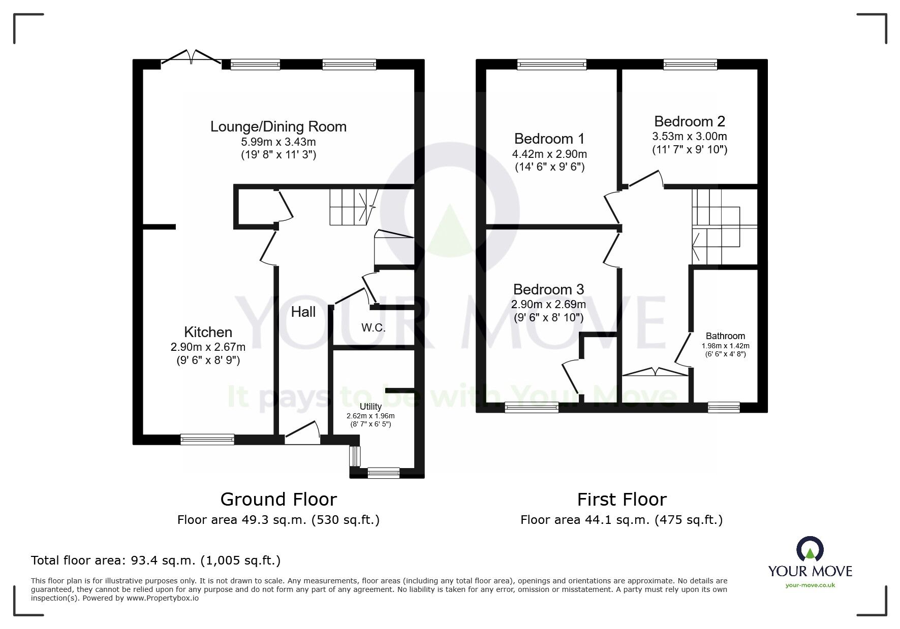Floorplan of 3 bedroom Mid Terrace House for sale, Primrose Close, Eastbourne, East Sussex, BN23