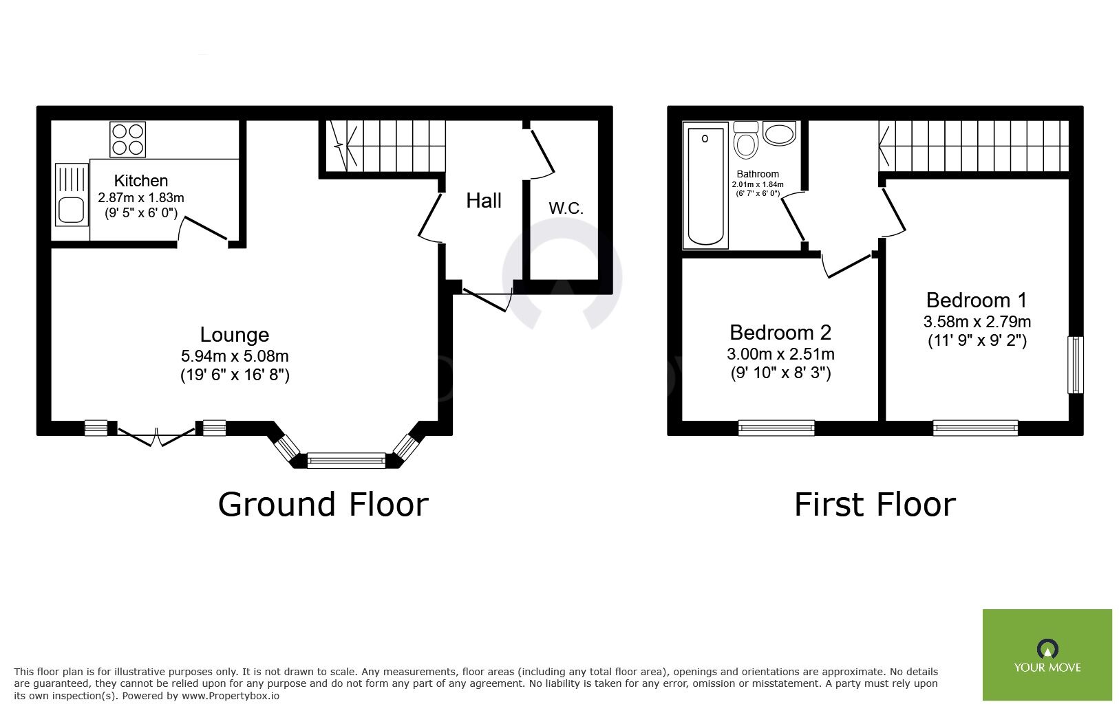 Floorplan of 2 bedroom End Terrace House for sale, Wartling Road, Eastbourne, East Sussex, BN22