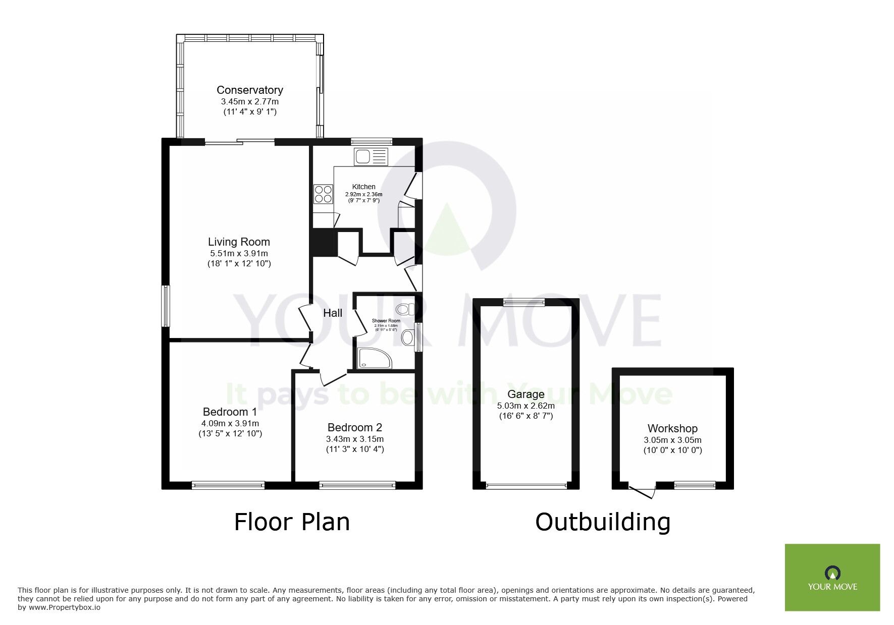 Floorplan of 2 bedroom Detached Bungalow for sale, Mountbatten Drive, Eastbourne, East Sussex, BN23