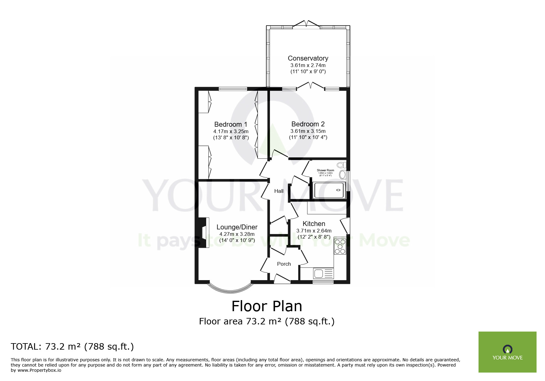 Floorplan of 2 bedroom Semi Detached Bungalow for sale, Robin Close, Eastbourne, East Sussex, BN23