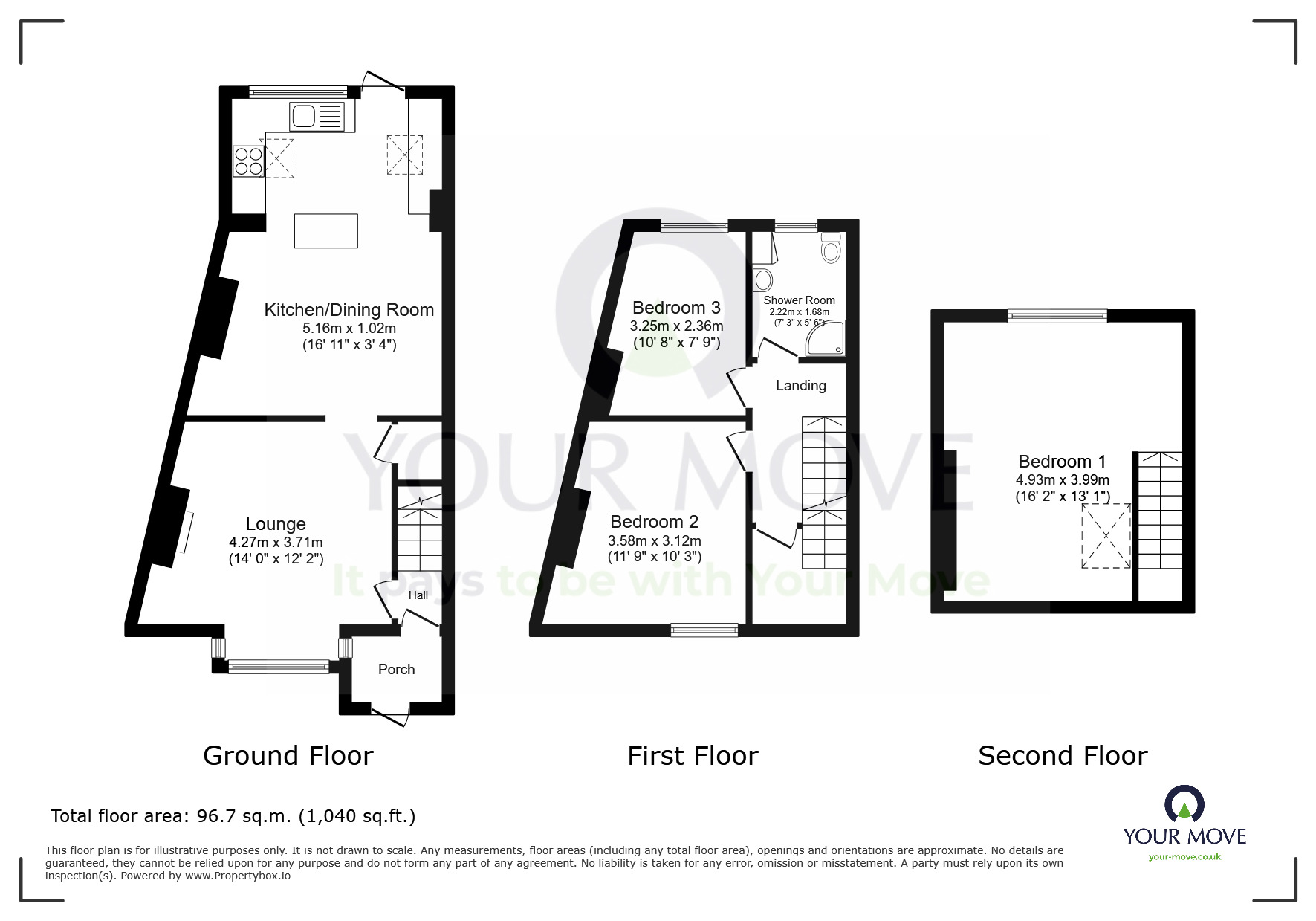 Floorplan of 3 bedroom Mid Terrace House for sale, Ashford Square, Eastbourne, East Sussex, BN21