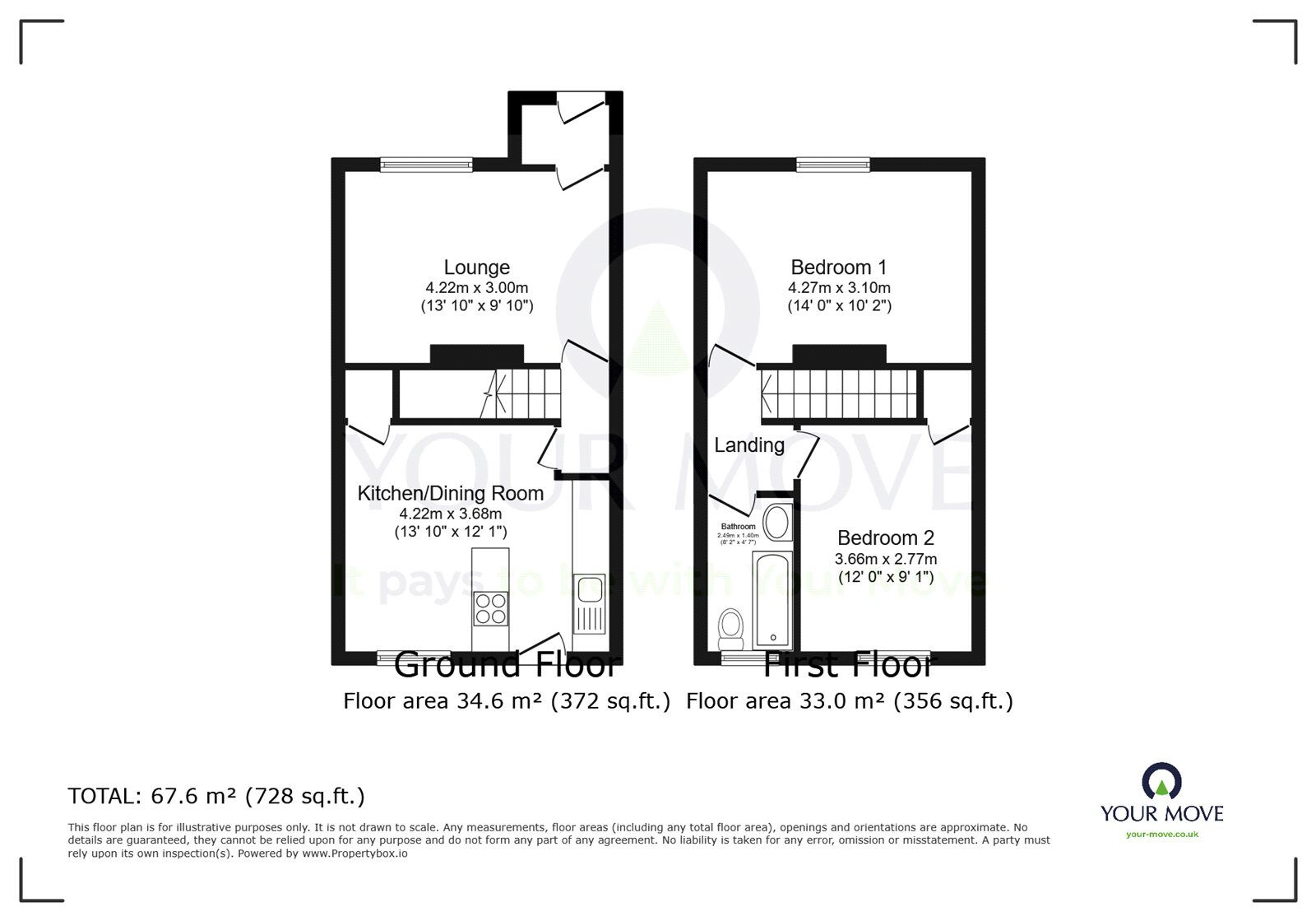 Floorplan of 2 bedroom End Terrace House for sale, Percival Road, Eastbourne, East Sussex, BN22