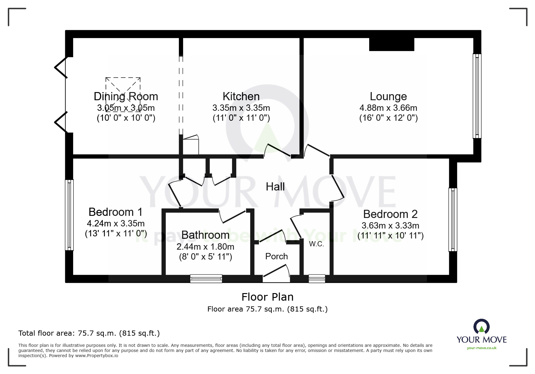 Floorplan of 2 bedroom Semi Detached Bungalow for sale, Castle View Gardens, Westham, East Sussex, BN24