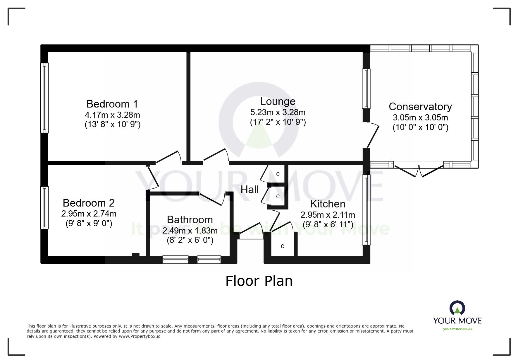 Floorplan of 2 bedroom Semi Detached Bungalow for sale, Golding Road, Eastbourne, East Sussex, BN23