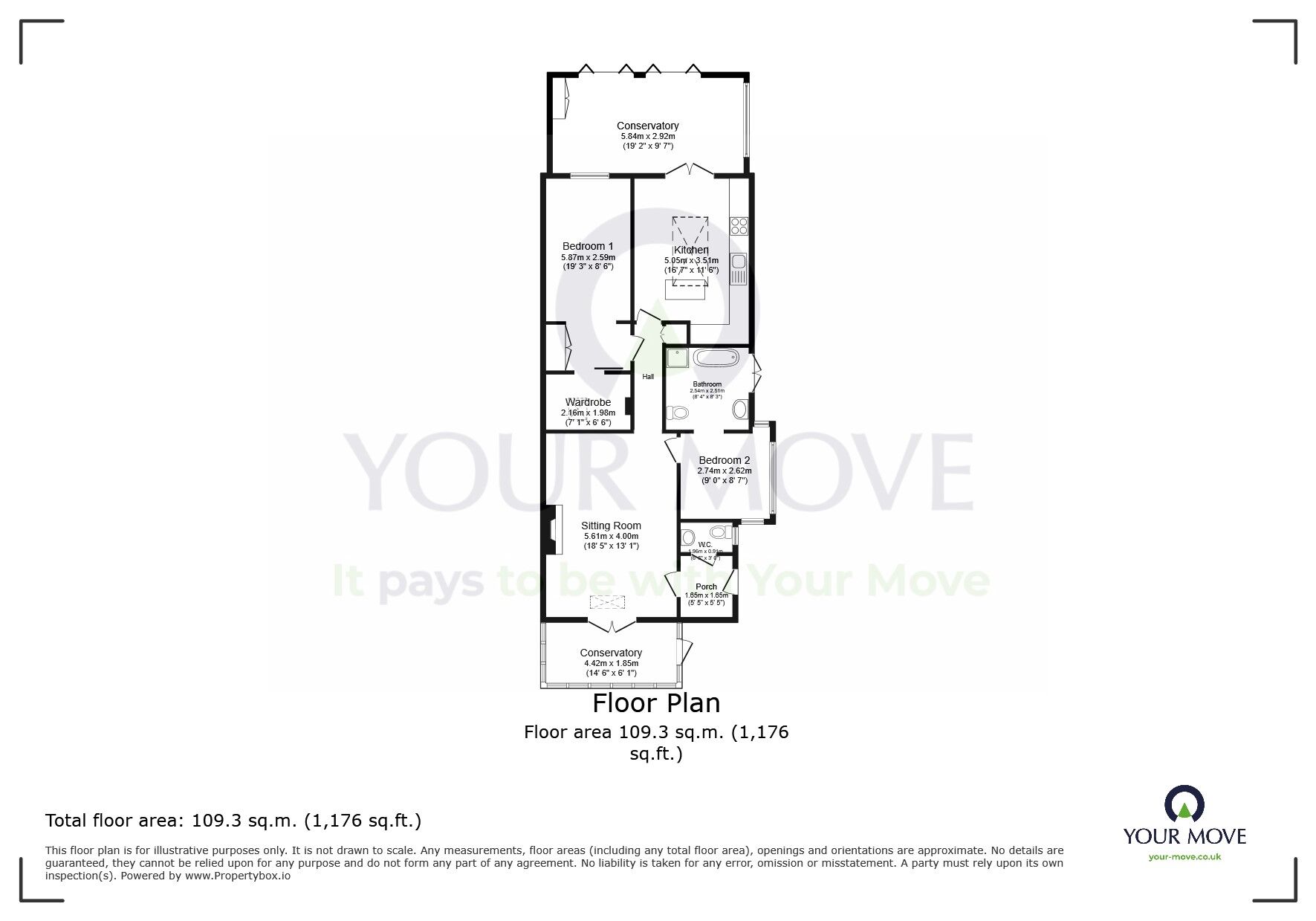 Floorplan of 2 bedroom Detached Bungalow for sale, Park Lane, Eastbourne, East Sussex, BN21