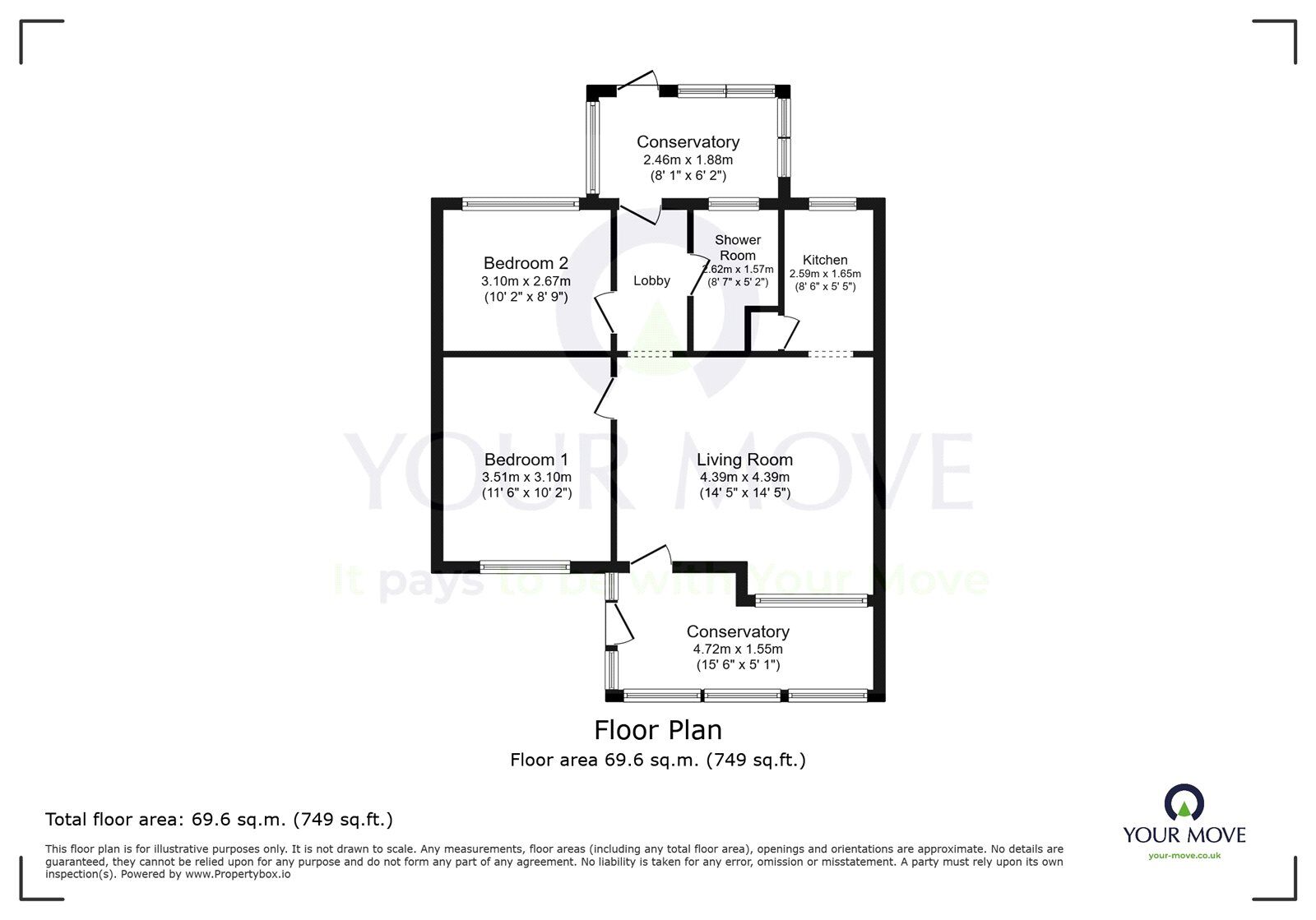 Floorplan of 2 bedroom Semi Detached Bungalow for sale, Biscay Avenue, Eastbourne, East Sussex, BN23