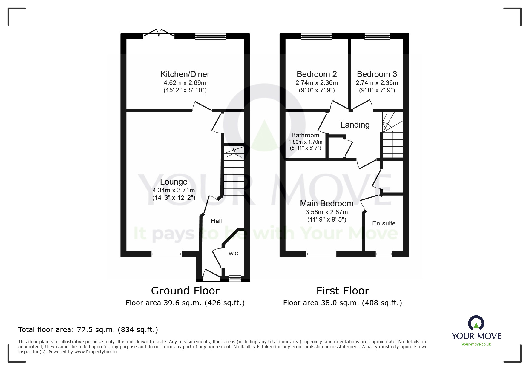 Floorplan of 3 bedroom Semi Detached House for sale, Wood Sage Way, Stone Cross, East Sussex, BN24