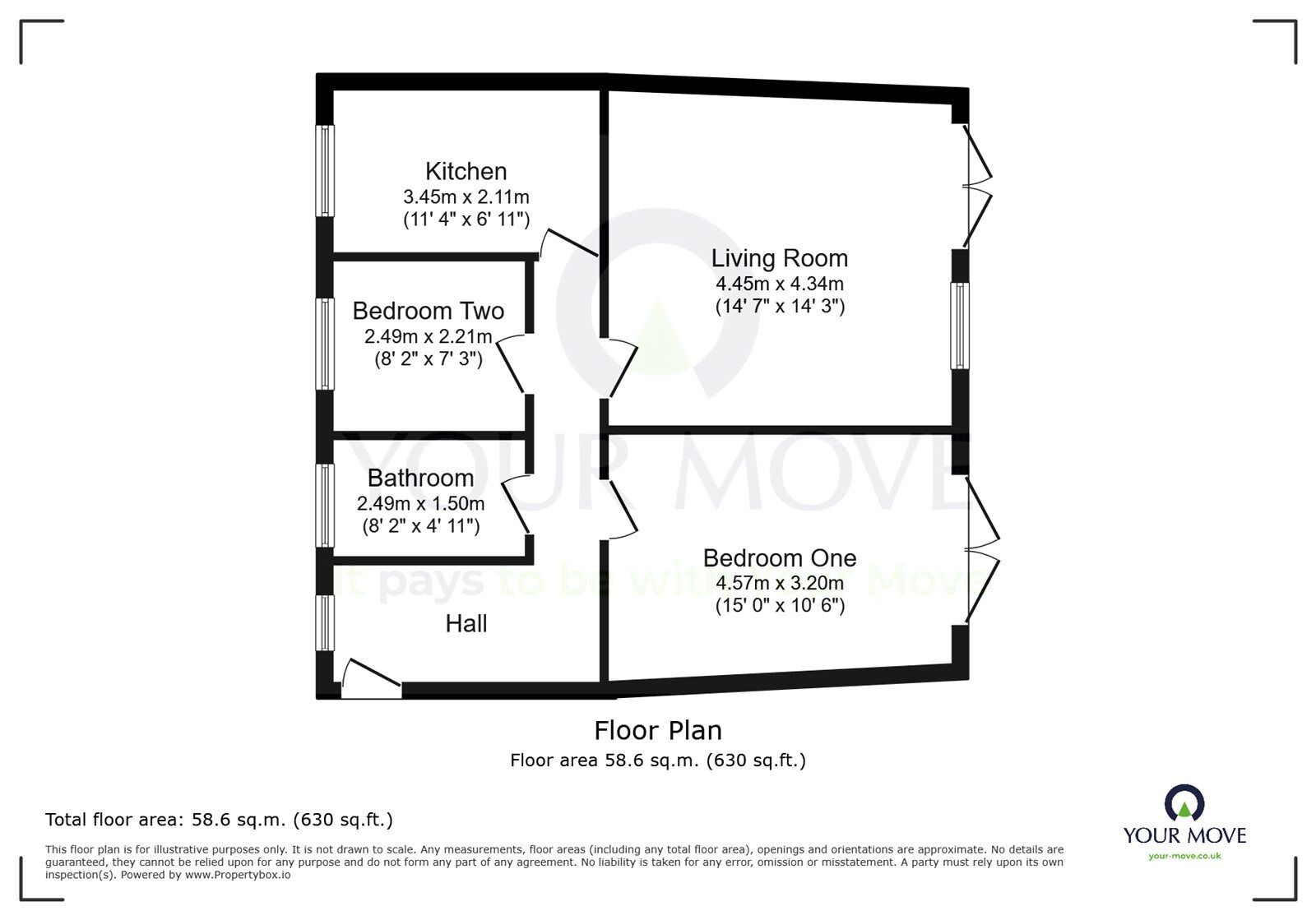 Floorplan of 2 bedroom  Flat for sale, Long Beach View, Eastbourne, East Sussex, BN23