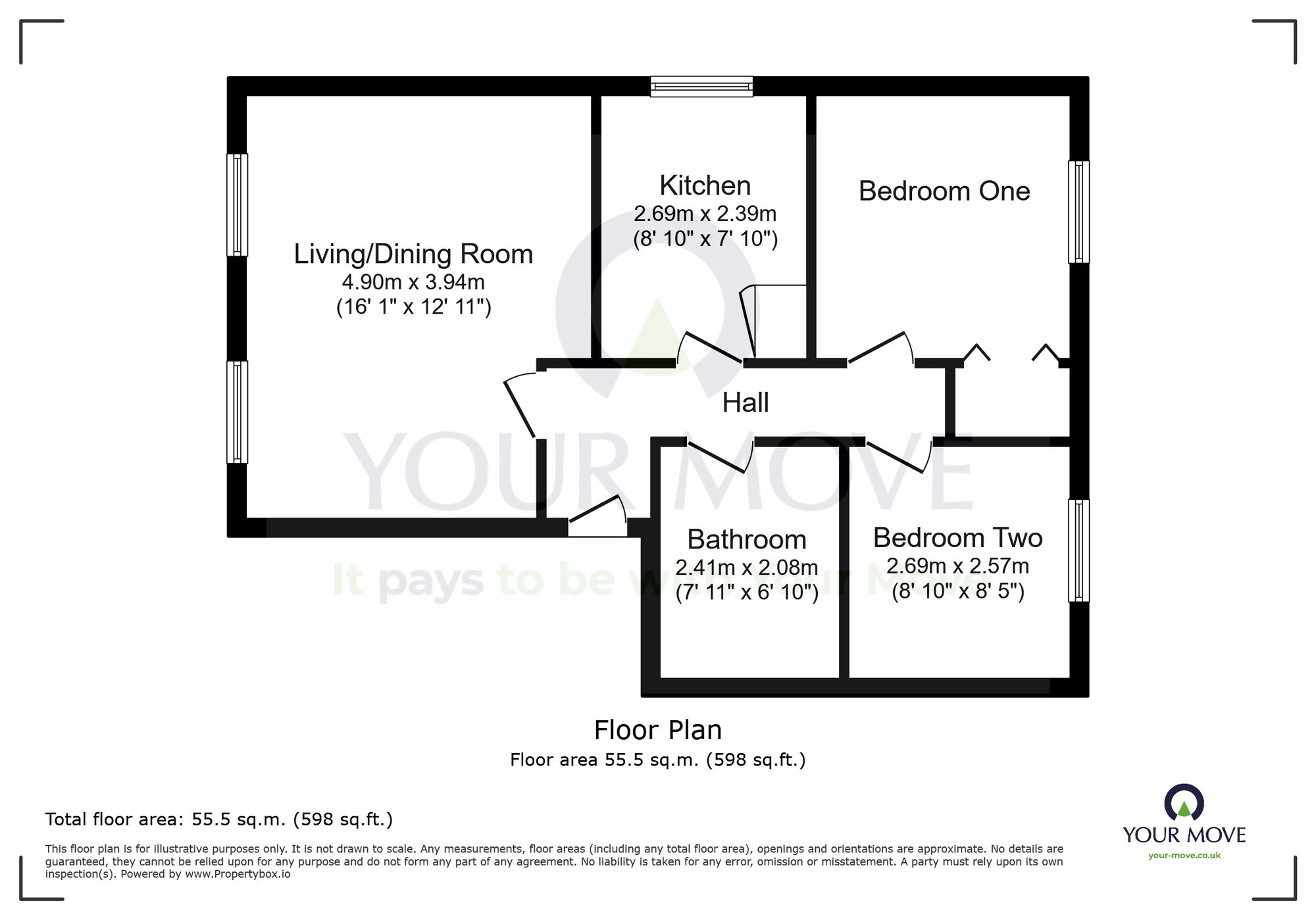 Floorplan of 2 bedroom  Flat to rent, Falmouth Close, Eastbourne, East Sussex, BN23