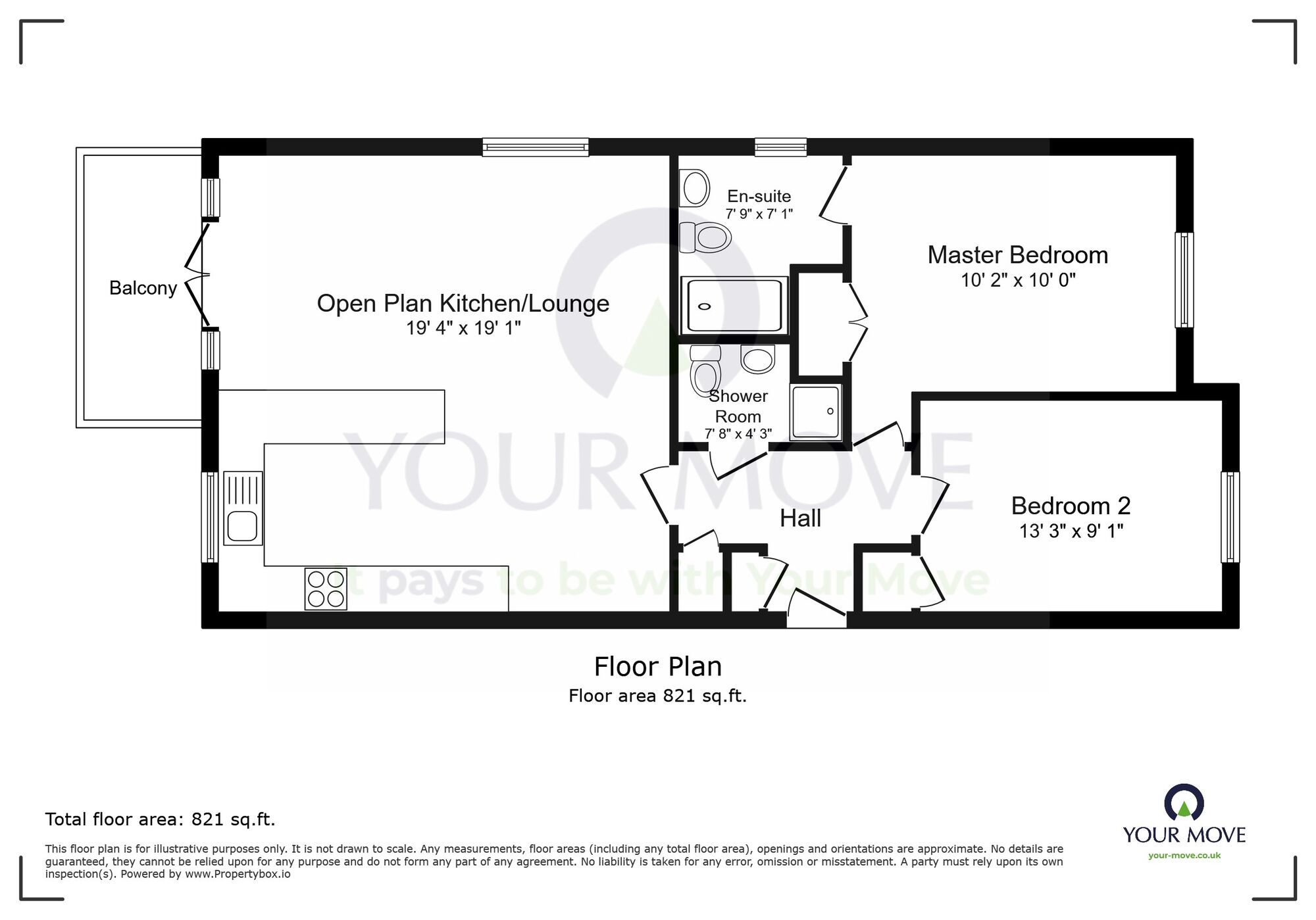 Floorplan of 2 bedroom  Flat for sale, Chatham Green, Eastbourne, East Sussex, BN23