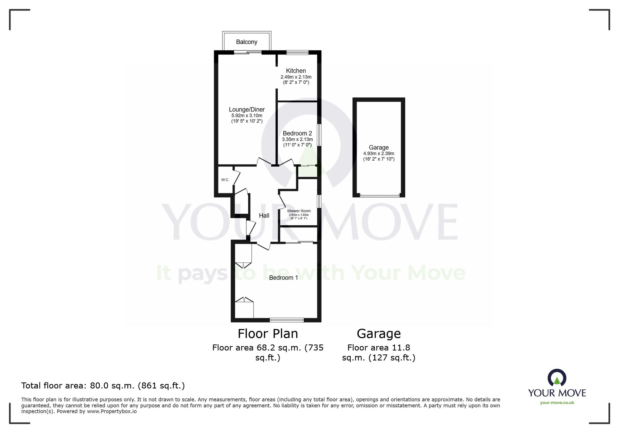 Floorplan of 2 bedroom  Flat for sale, Carew Road, Eastbourne, East Sussex, BN21