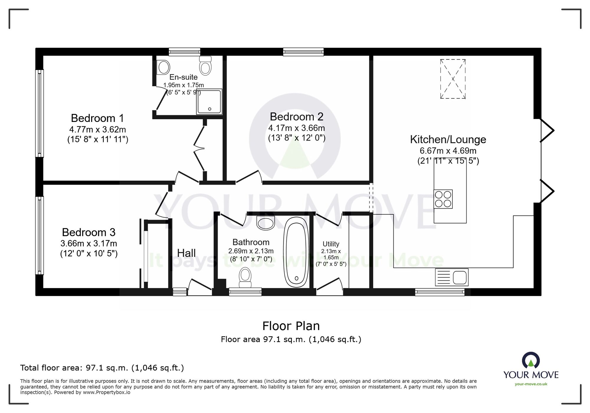Floorplan of 3 bedroom Detached Bungalow for sale, Jervis Avenue, Eastbourne, East Sussex, BN23