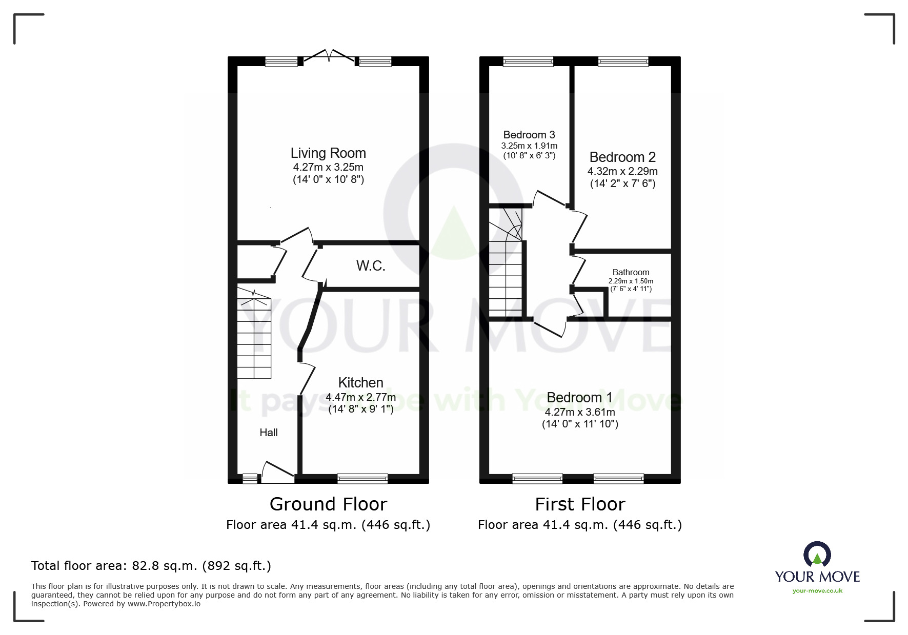 Floorplan of 3 bedroom Mid Terrace House for sale, Sandhurst Mews, Langney Rise, East Sussex, BN23