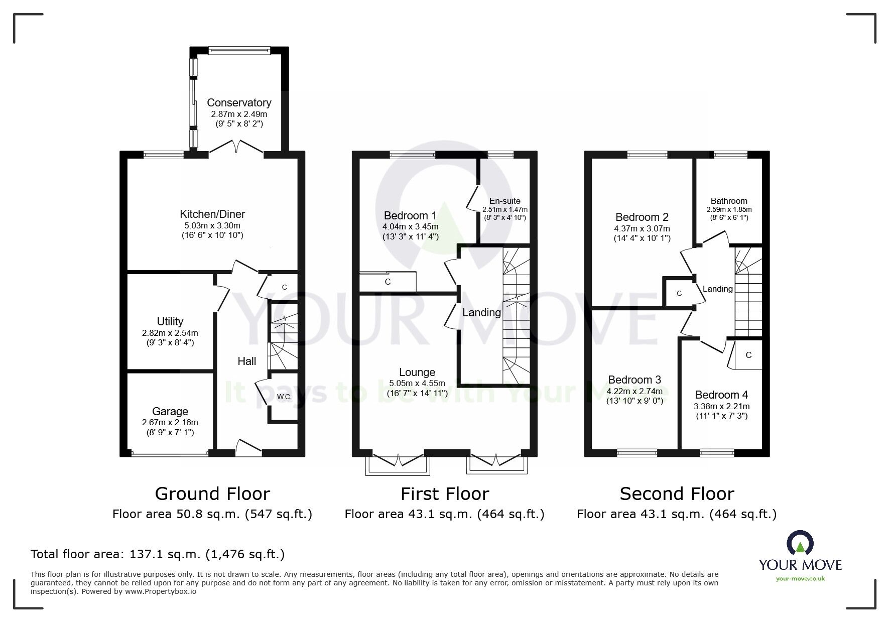 Floorplan of 4 bedroom Mid Terrace House for sale, San Diego Way, Eastbourne, East Sussex, BN23