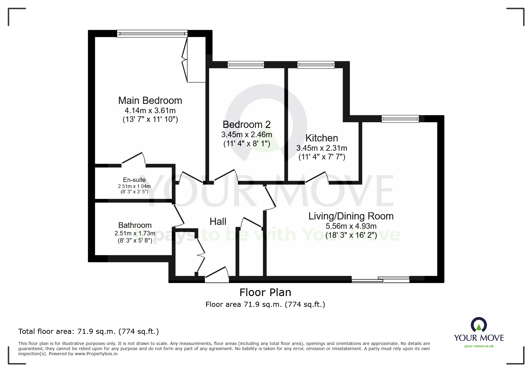 Floorplan of 2 bedroom Flat for sale, Canary Quay, Eastbourne, East Sussex, BN23