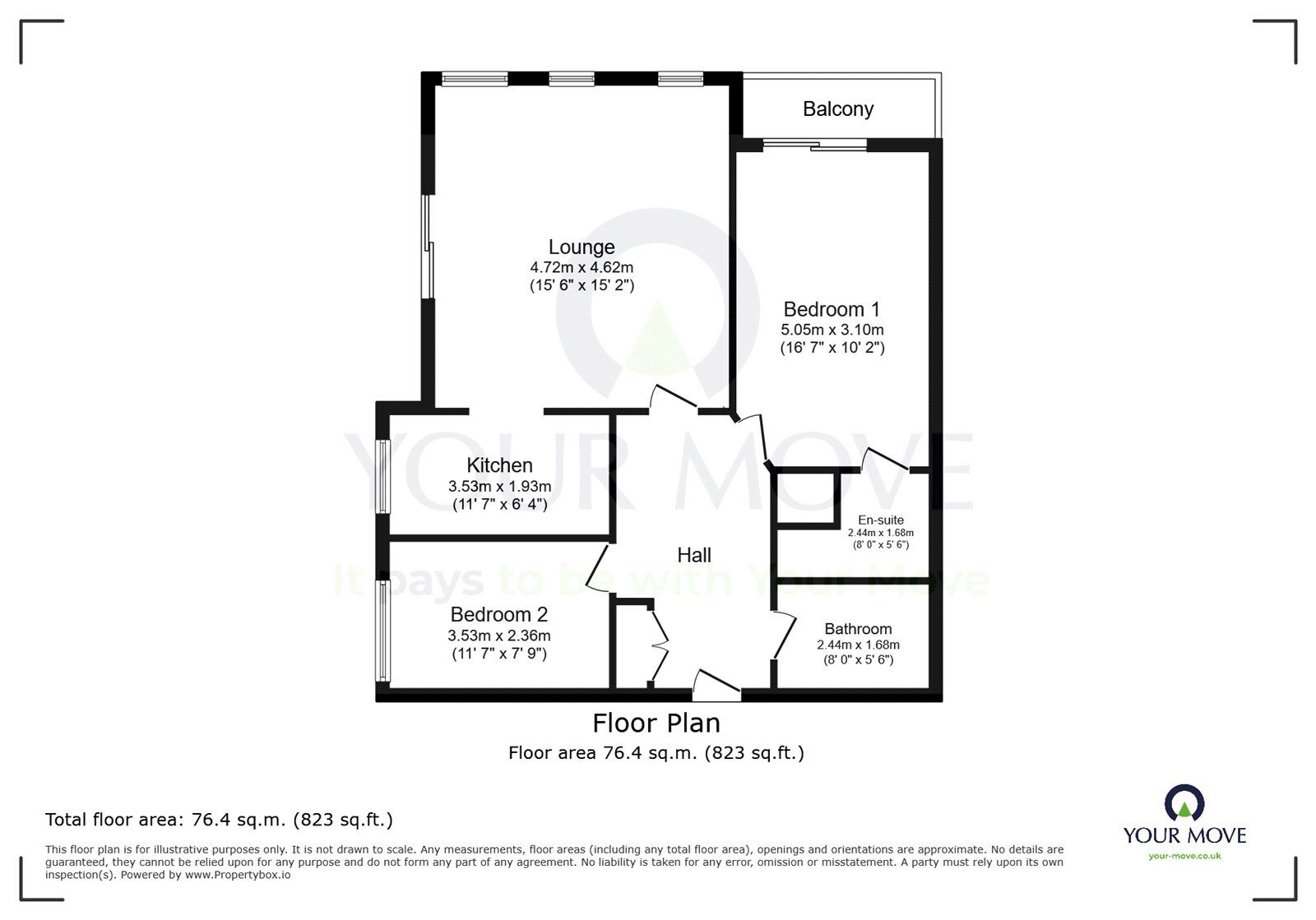 Floorplan of 2 bedroom  Flat to rent, Havana Court, Eastbourne, East Sussex, BN23
