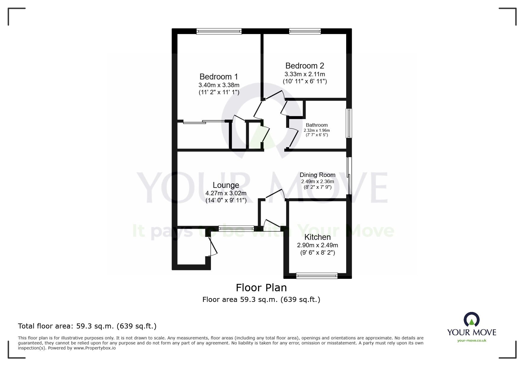 Floorplan of 2 bedroom Semi Detached Bungalow for sale, Mountbatten Drive, Eastbourne, East Sussex, BN23