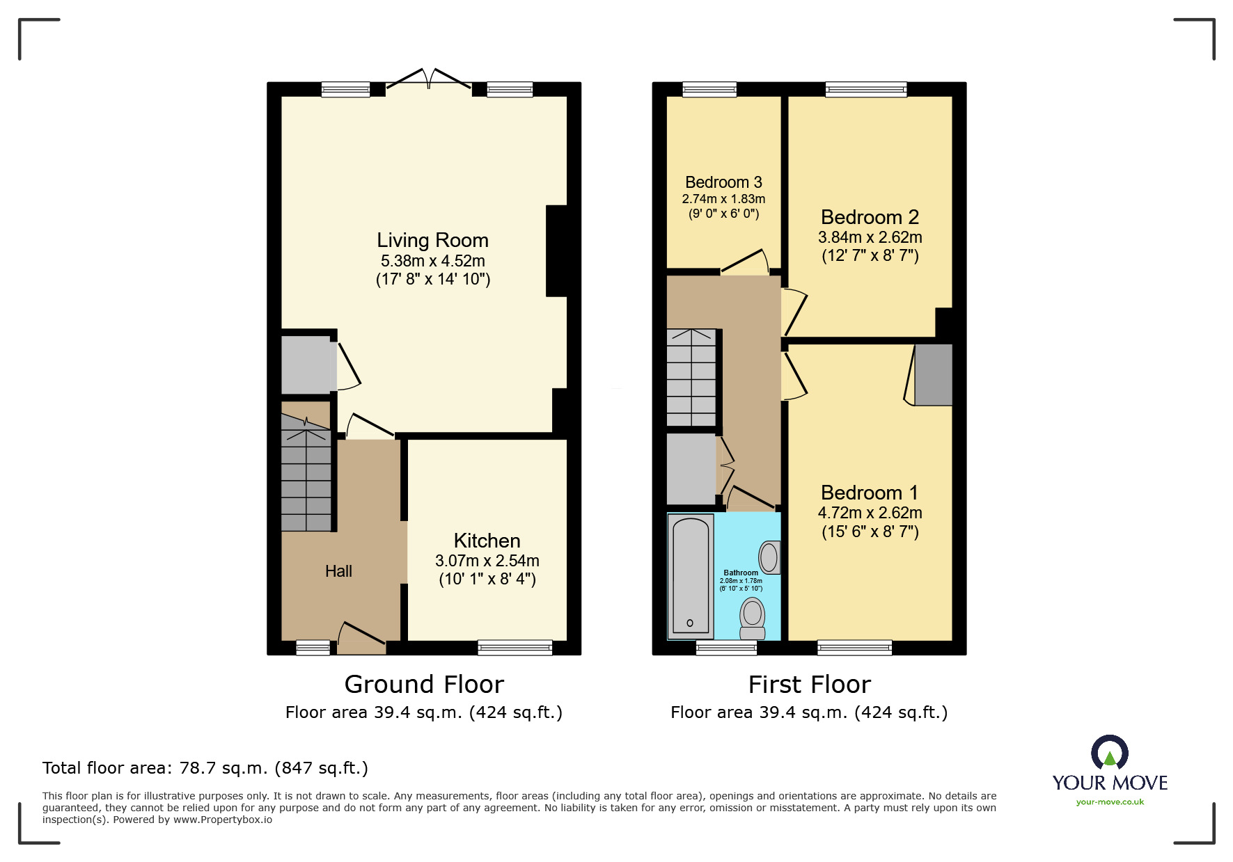Floorplan of 3 bedroom Mid Terrace House for sale, Winkney Road, Eastbourne, East Sussex, BN22