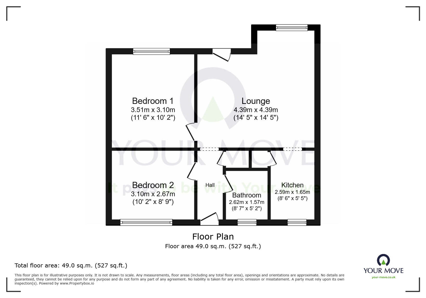 Floorplan of 2 bedroom Semi Detached Bungalow for sale, Rockall Avenue, Eastbourne, East Sussex, BN23