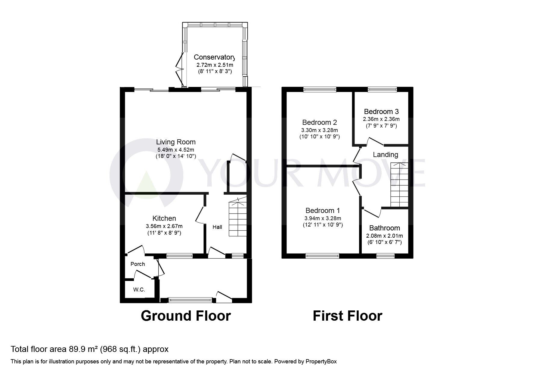 Floorplan of 3 bedroom Mid Terrace House to rent, Fraser Avenue, Eastbourne, East Sussex, BN23