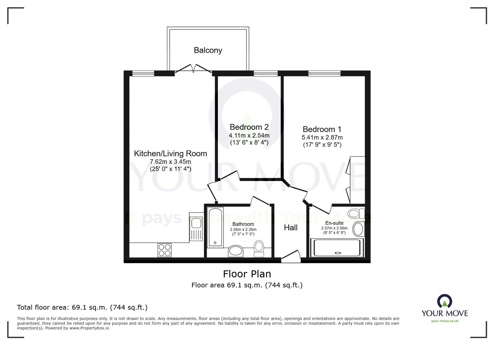 Floorplan of 2 bedroom  Flat to rent, Midway Quay, Eastbourne, East Sussex, BN23