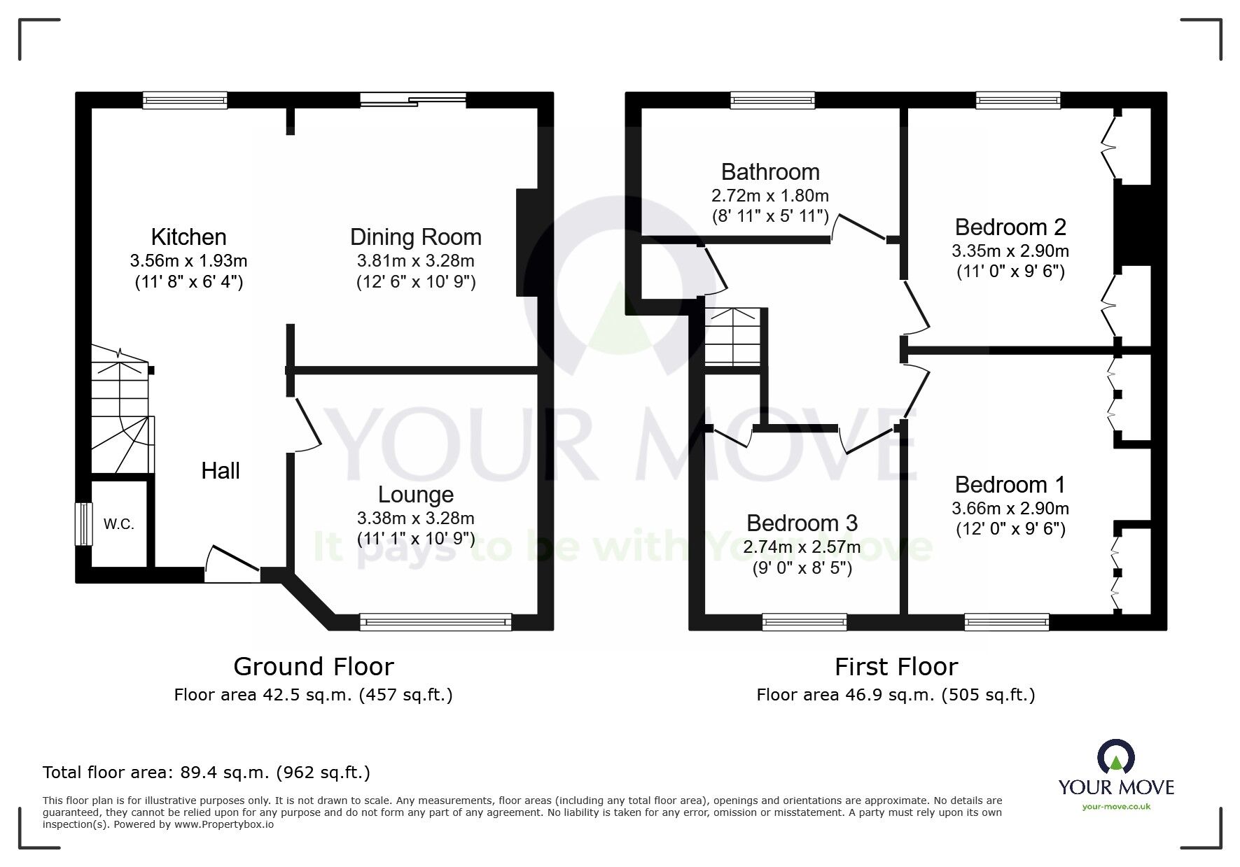 Floorplan of 3 bedroom Mid Terrace House for sale, Queens Crescent, Eastbourne, East Sussex, BN23