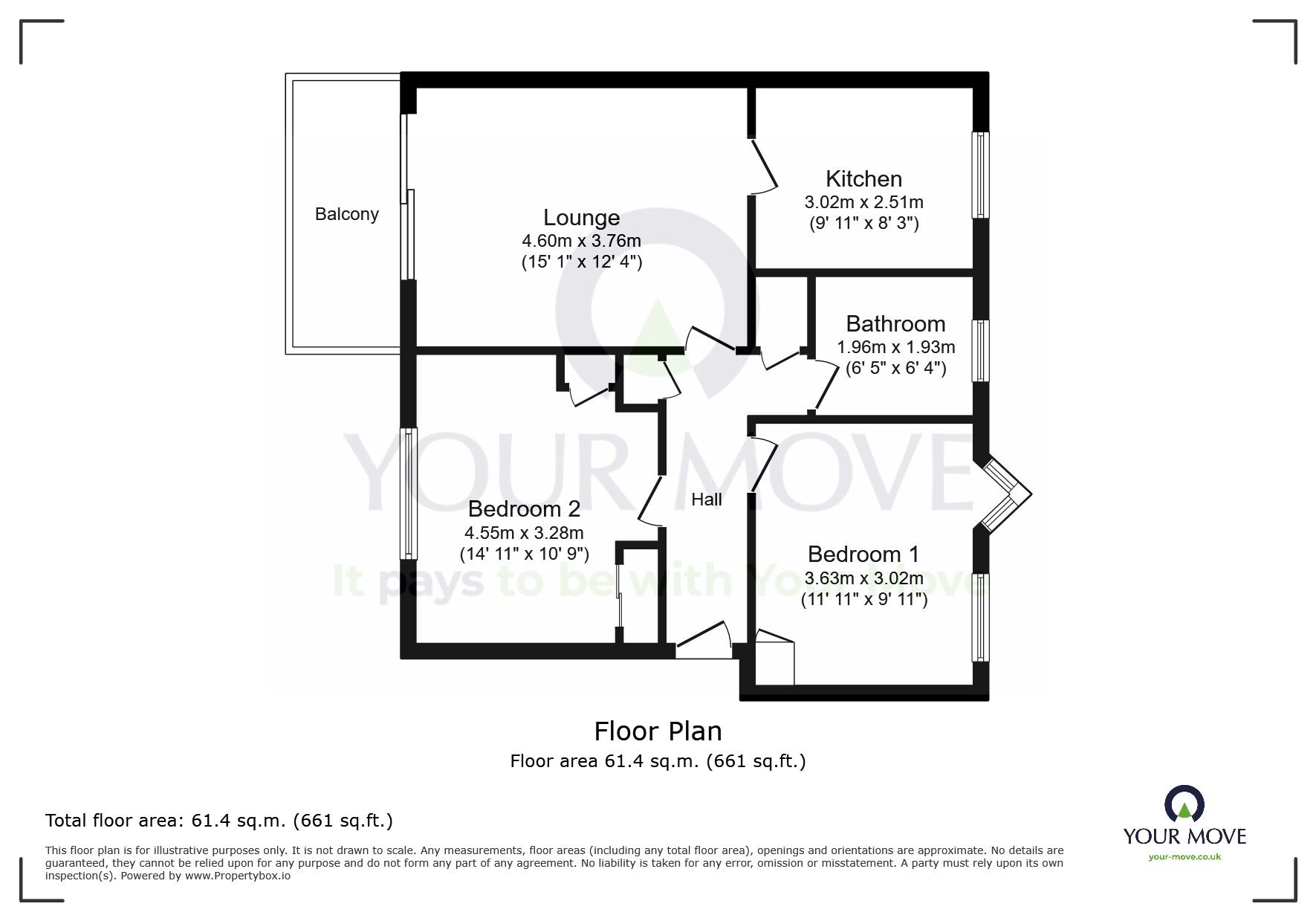 Floorplan of 2 bedroom Flat for sale, Blakes Way, Eastbourne, East Sussex, BN23