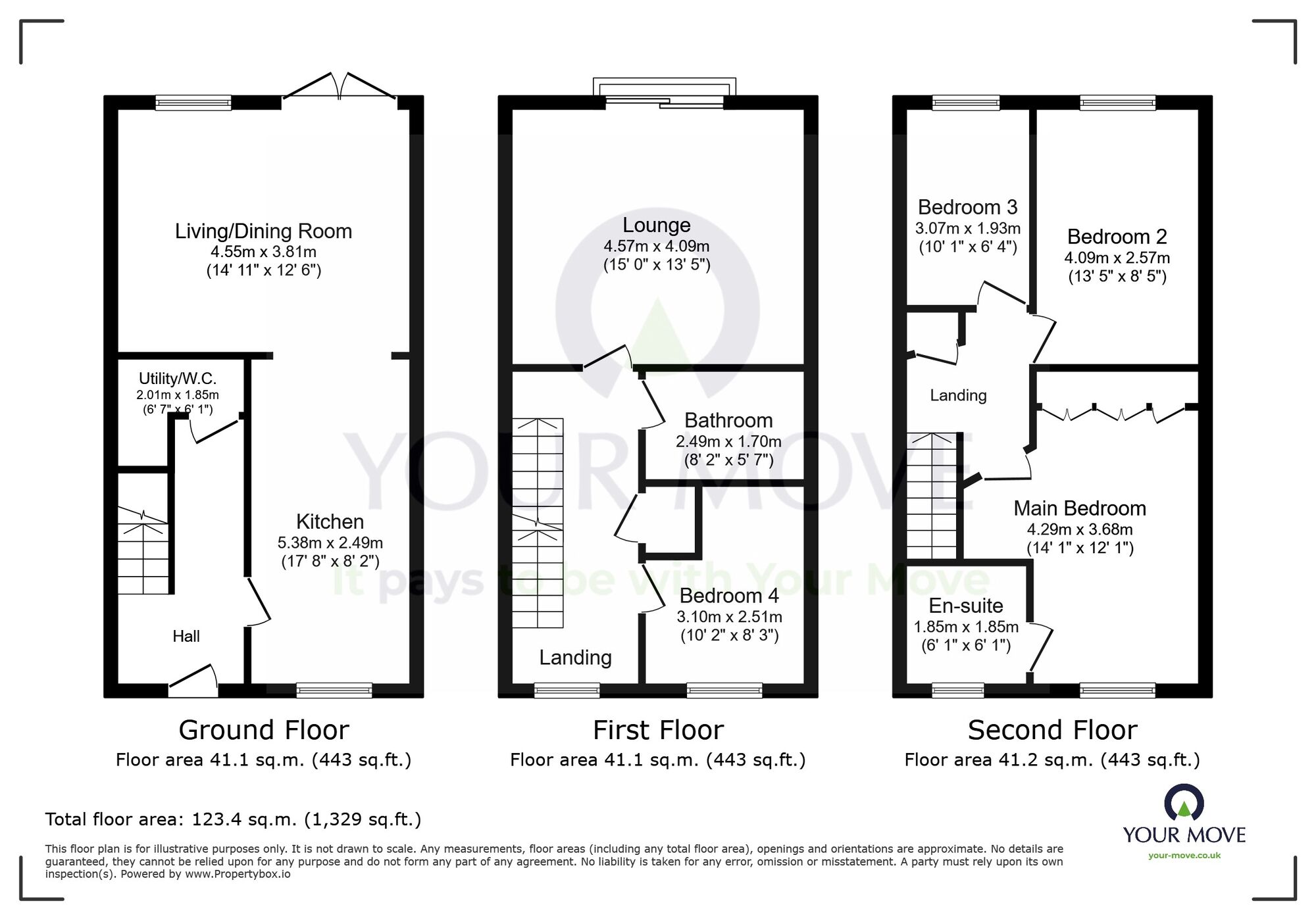 Floorplan of 4 bedroom Mid Terrace House for sale, Groombridge Walk, Eastbourne, East Sussex, BN22
