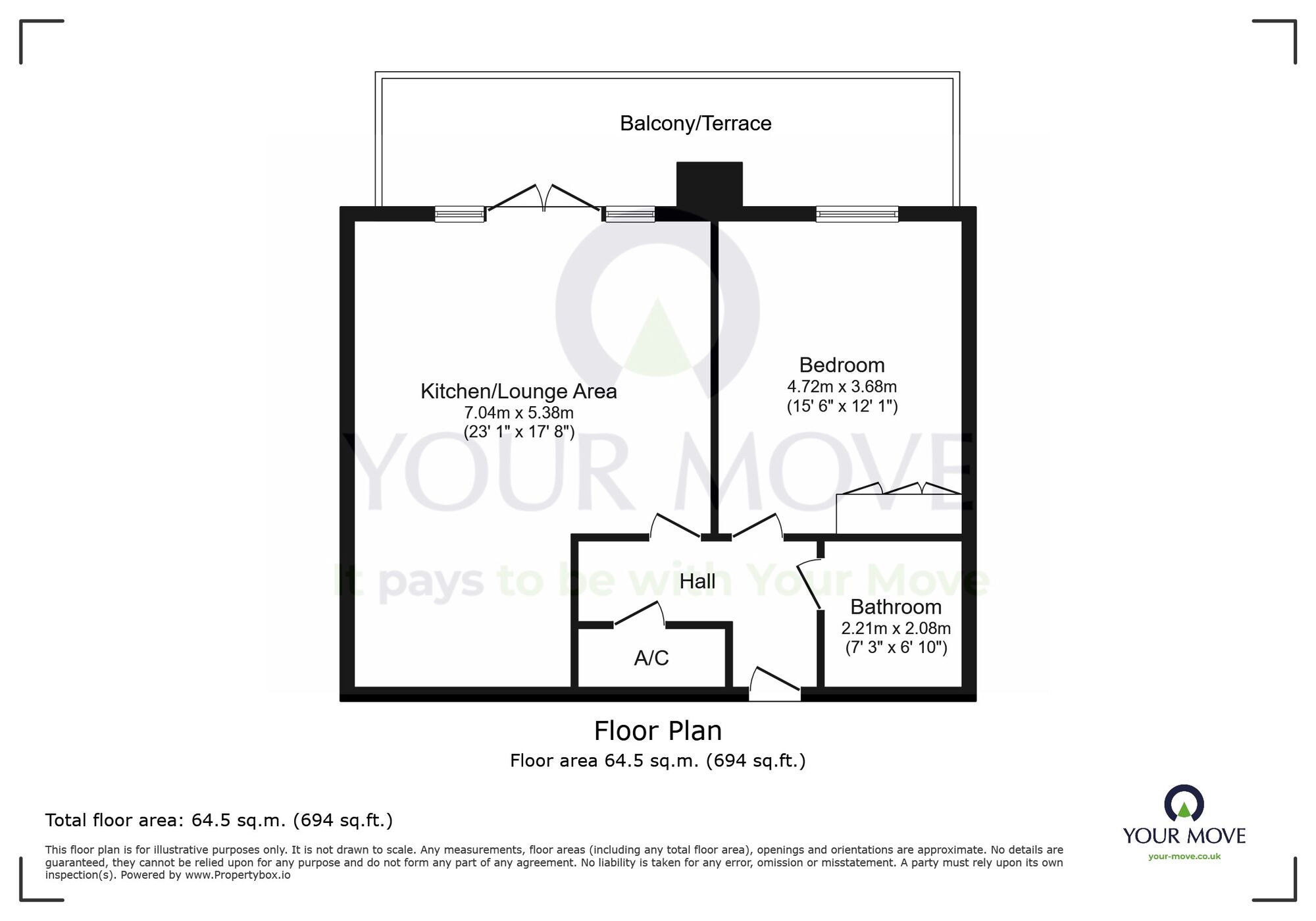 Floorplan of 1 bedroom  Flat for sale, Midway Quay, Eastbourne, East Sussex, BN23