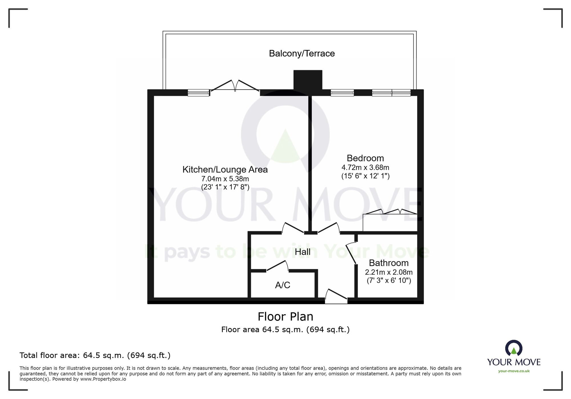 Floorplan of 1 bedroom  Flat for sale, Midway Quay, Eastbourne, East Sussex, BN23