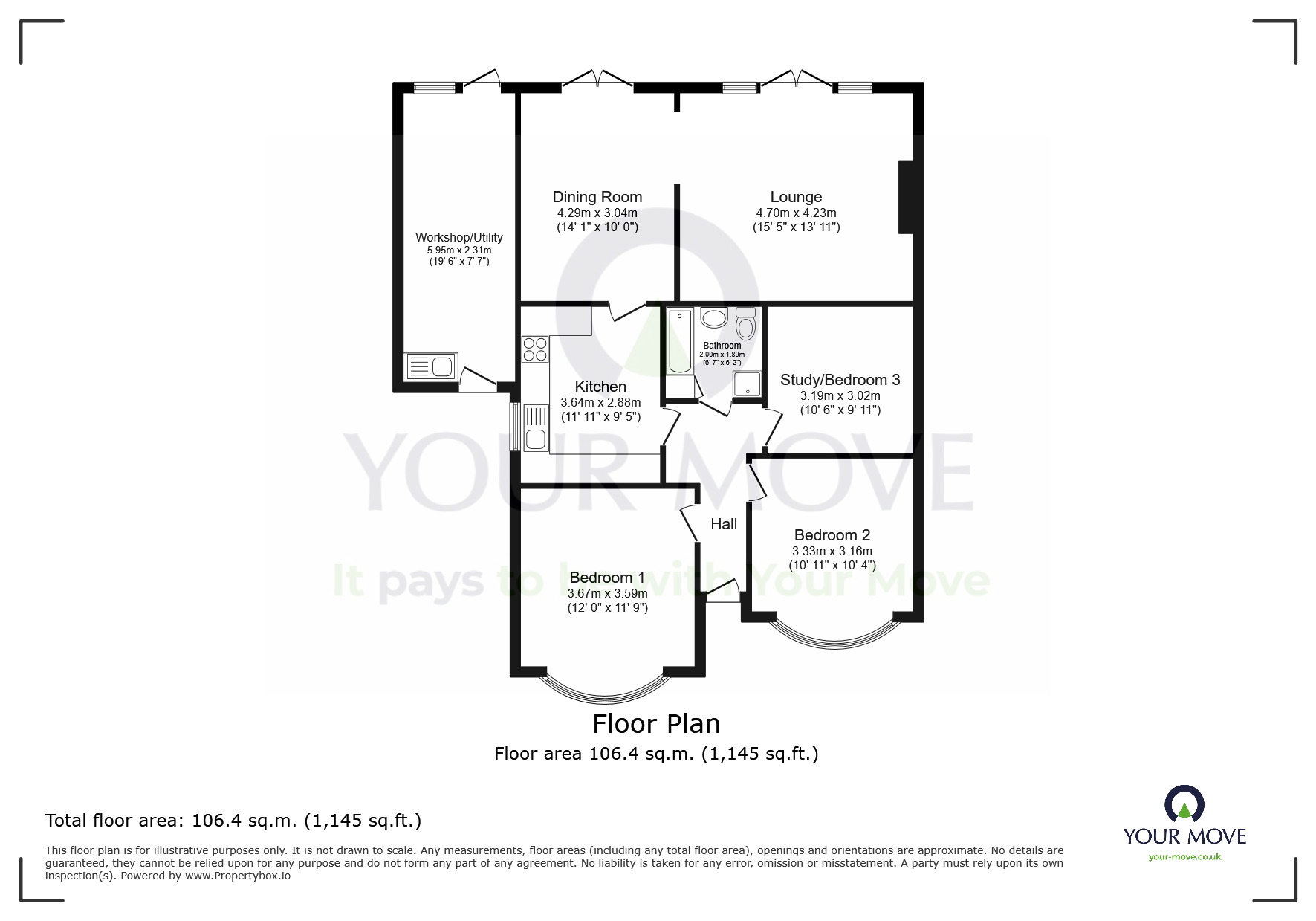 Floorplan of 3 bedroom Semi Detached Bungalow for sale, Pevensey Park Road, Westham, East Sussex, BN24