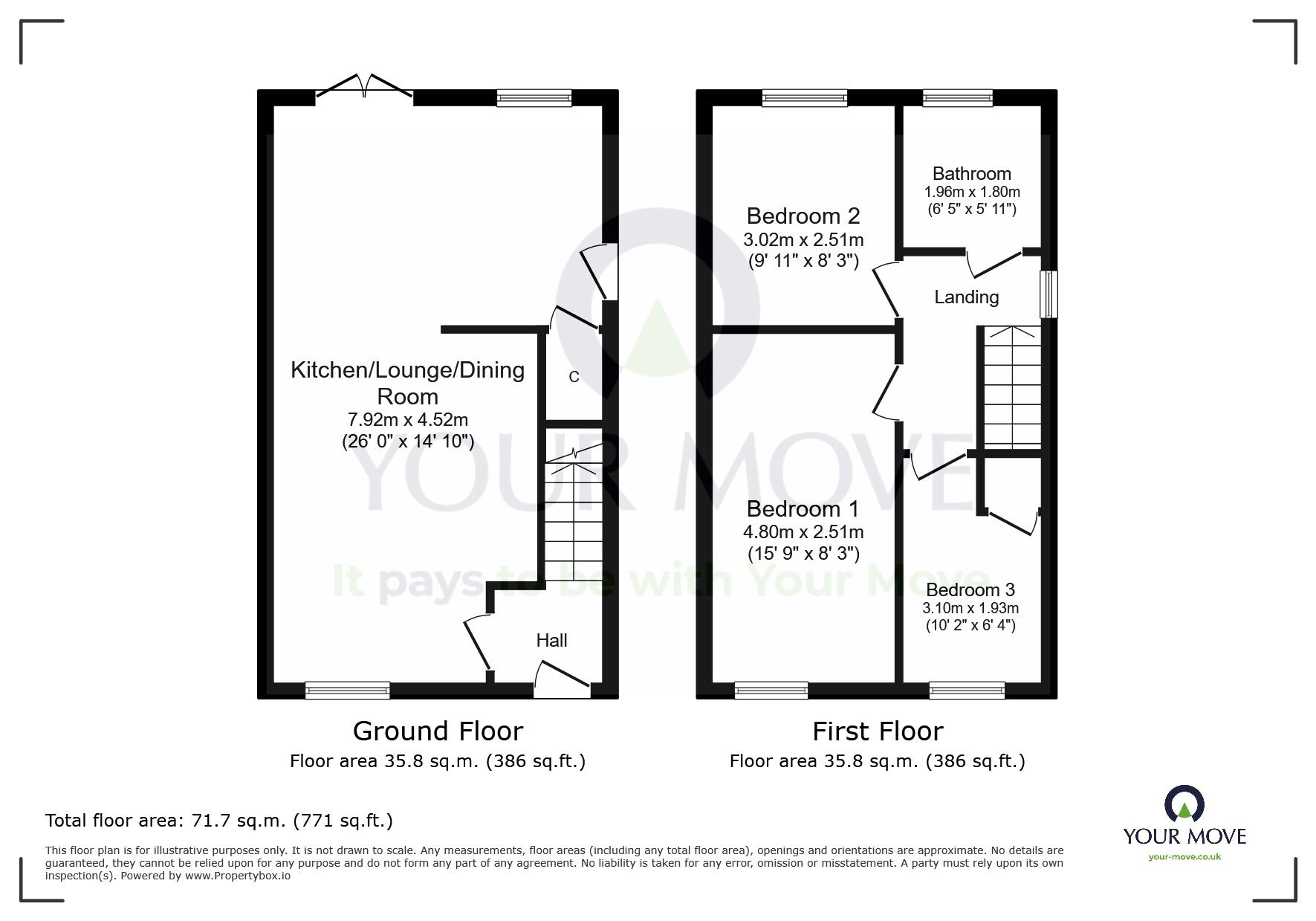 Floorplan of 3 bedroom End Terrace House for sale, Kilpatrick Close, Eastbourne, East Sussex, BN23