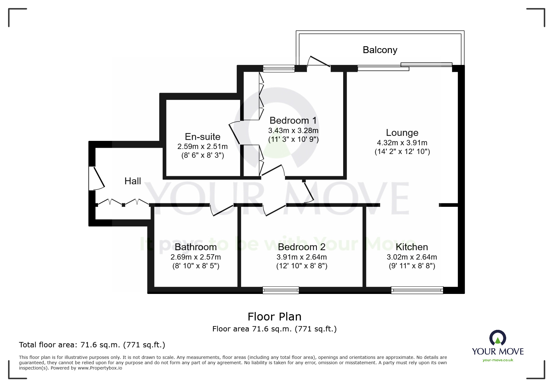 Floorplan of 2 bedroom  Flat for sale, Royal Parade, Eastbourne, East Sussex, BN22