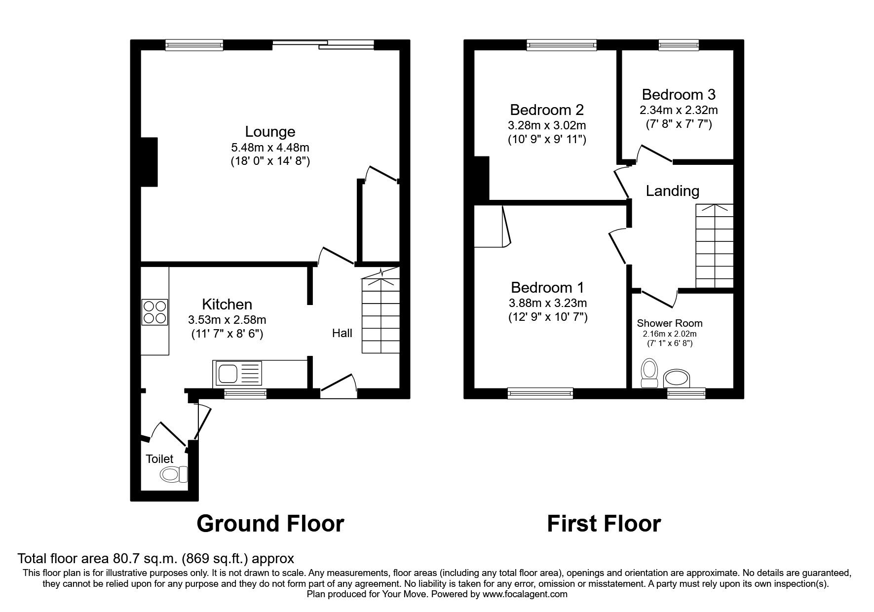 Floorplan of 3 bedroom End Terrace House to rent, Vernon Close, Eastbourne, East Sussex, BN23