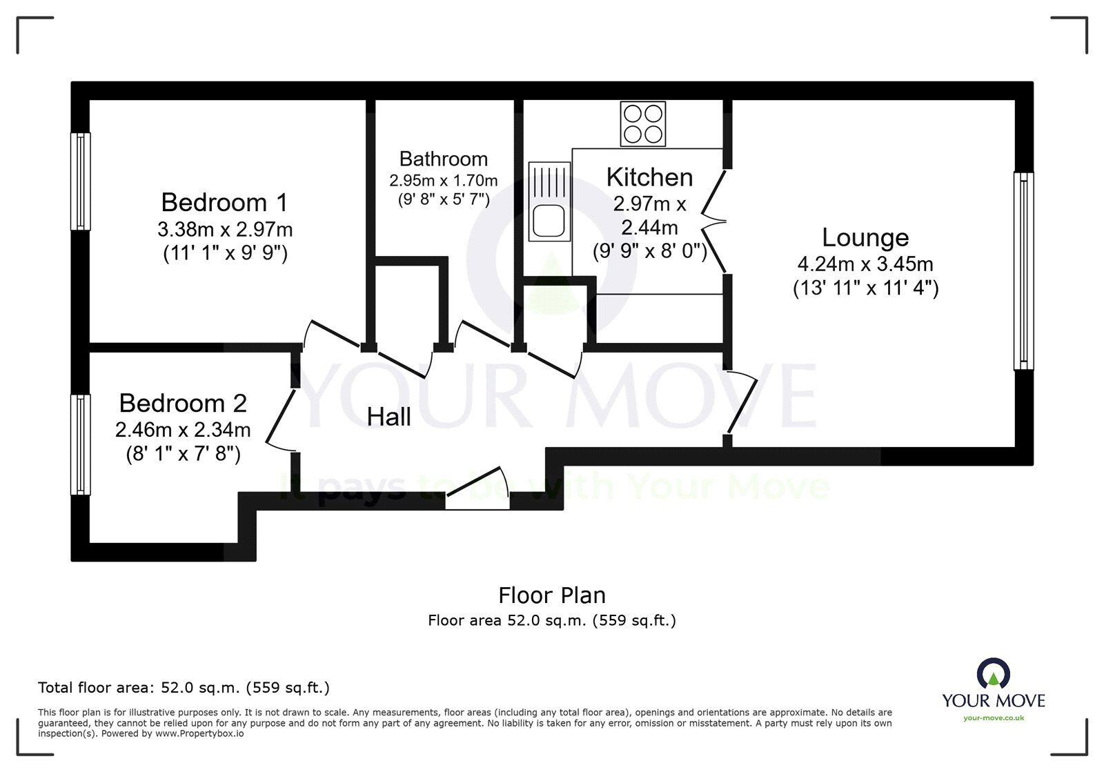 Floorplan of 2 bedroom  Flat to rent, Salvador Close, Eastbourne, East Sussex, BN23