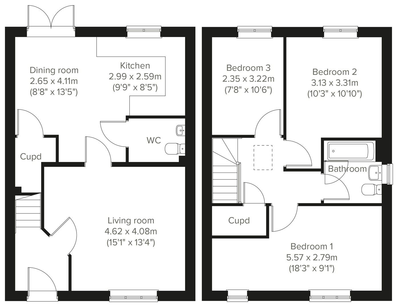Floorplan of 3 bedroom Semi Detached House for sale, Gander Way, Stone Cross, East Sussex, BN24