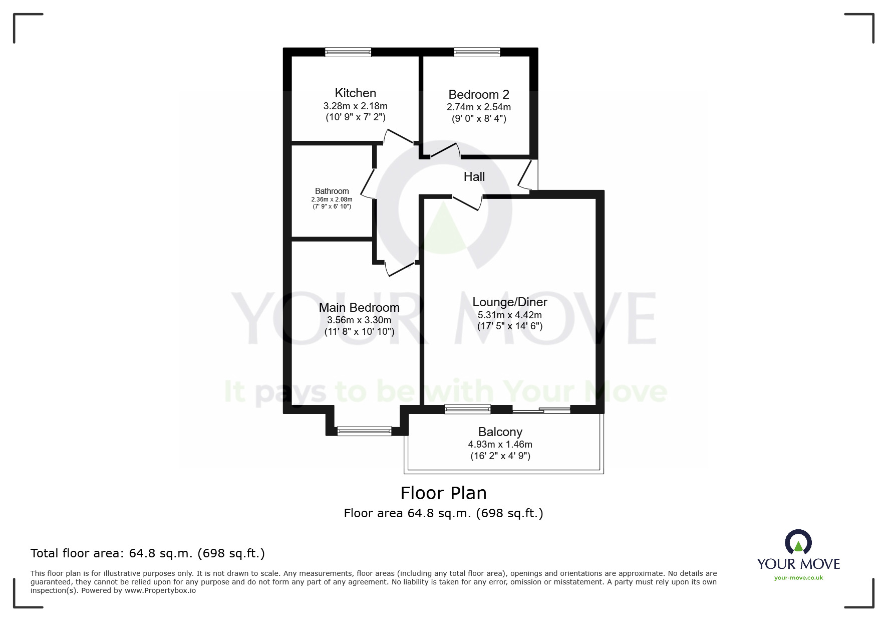 Floorplan of 2 bedroom Flat for sale, Collingwood Close, Eastbourne, East Sussex, BN23